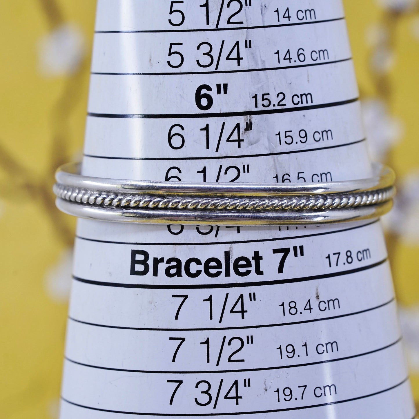 6.75”, Sterling silver handmade bracelet, southwestern 925 cuff with cable rope