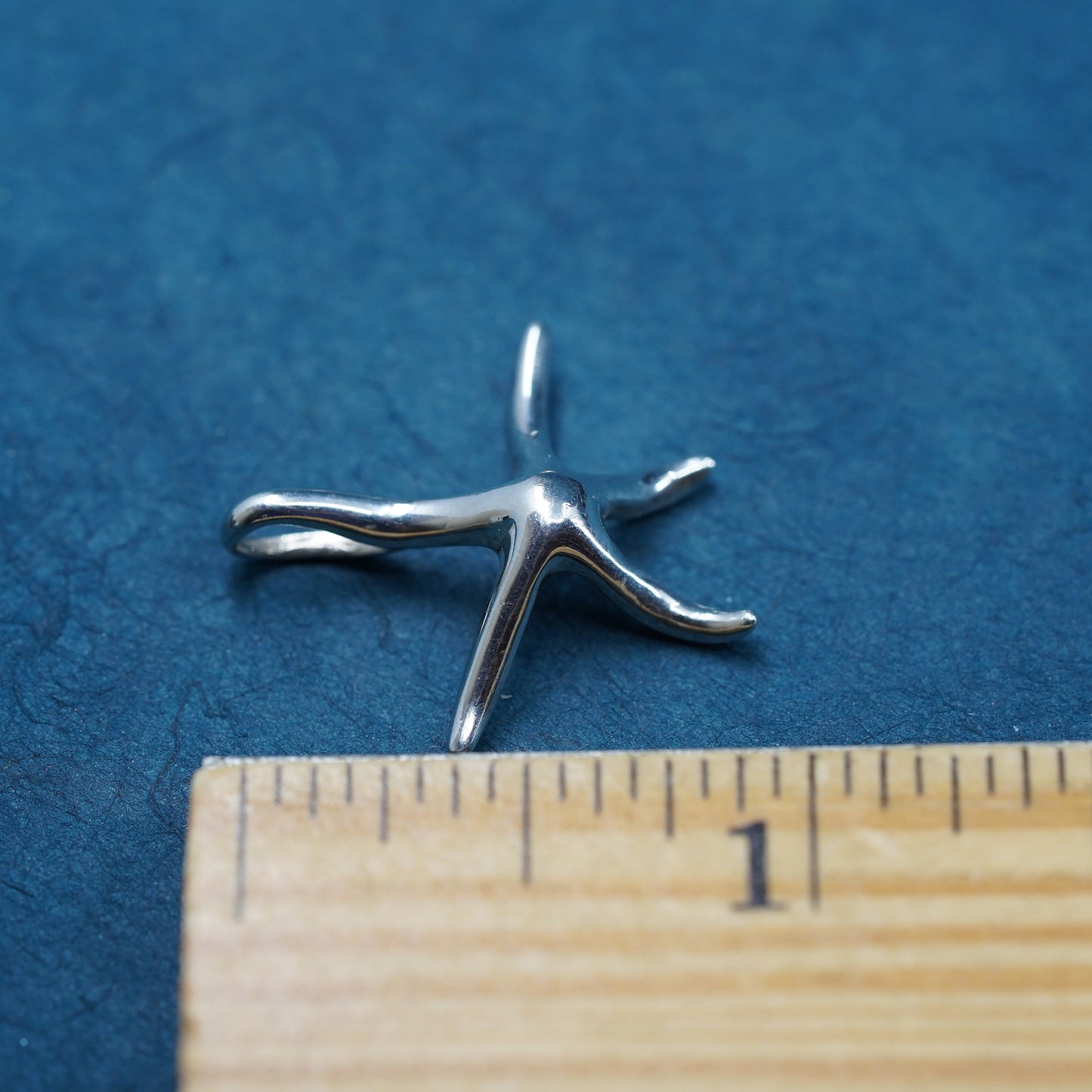 Vintage Sterling silver handmade pendant, 925 starfish tag charm