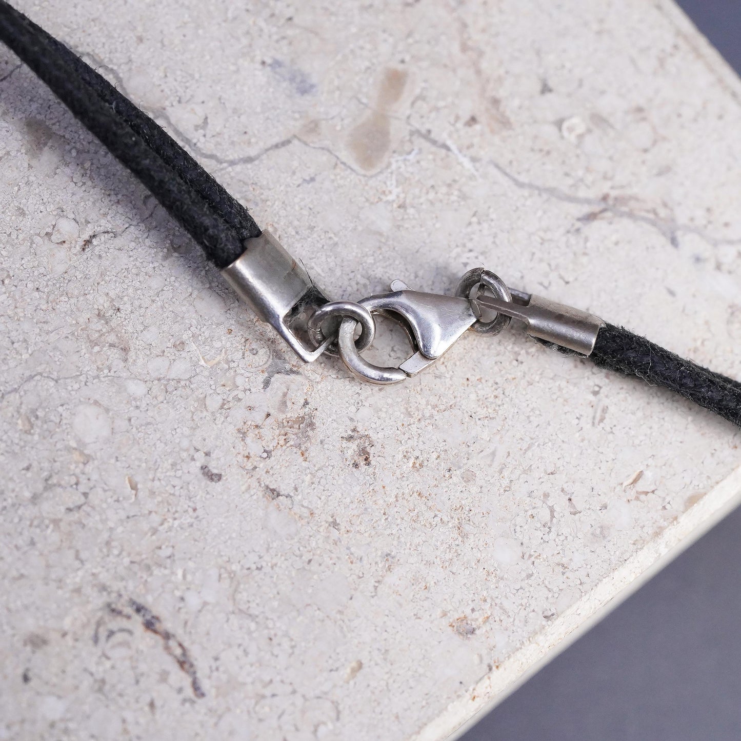 16” 925 Sterling Silver double strands brown Leather Necklace circle pendant