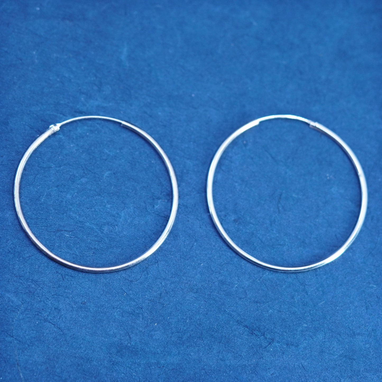 1.5”, vintage Sterling silver handmade hoop earrings, 925 huggie