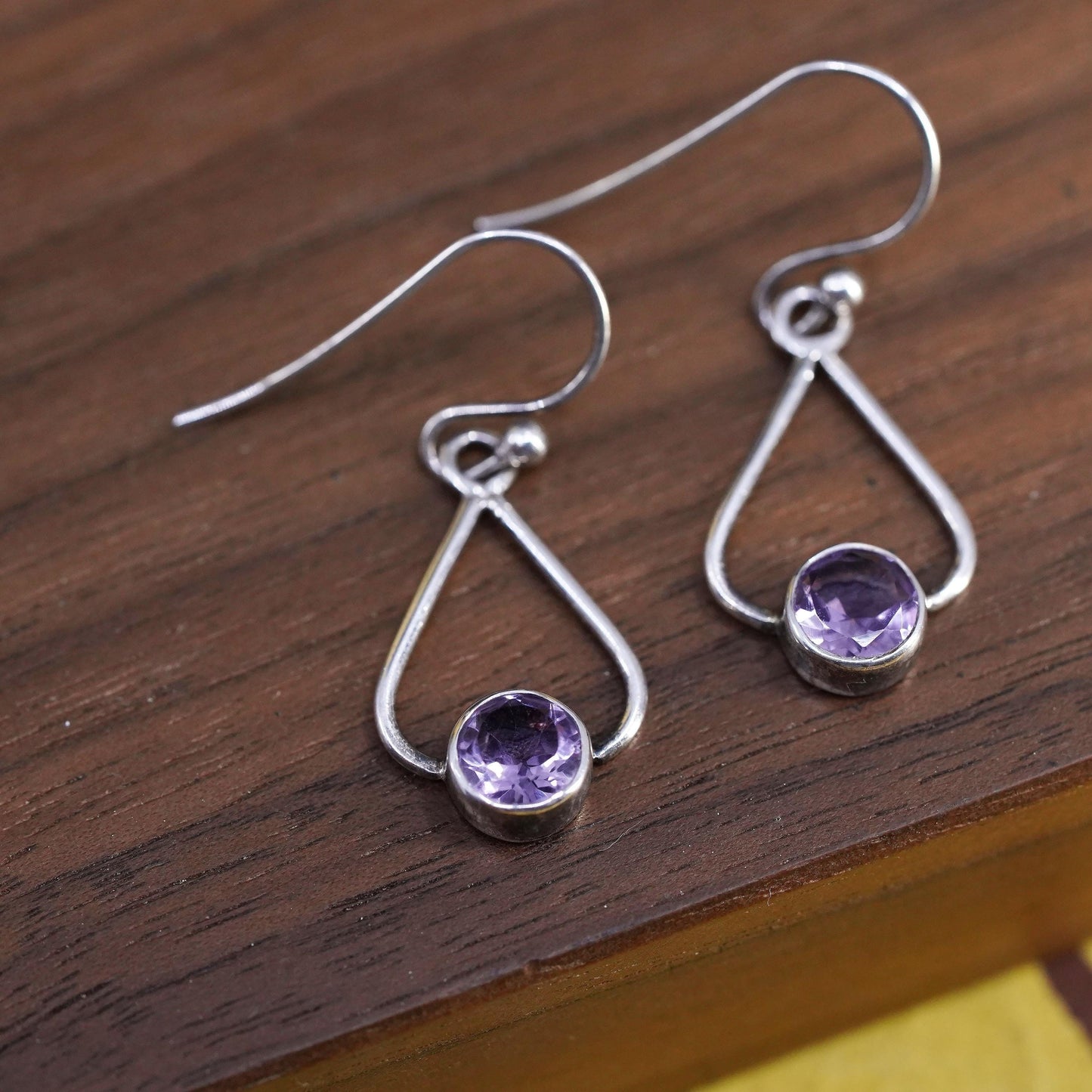 Vintage Sterling 925 silver handmade earrings with amethyst