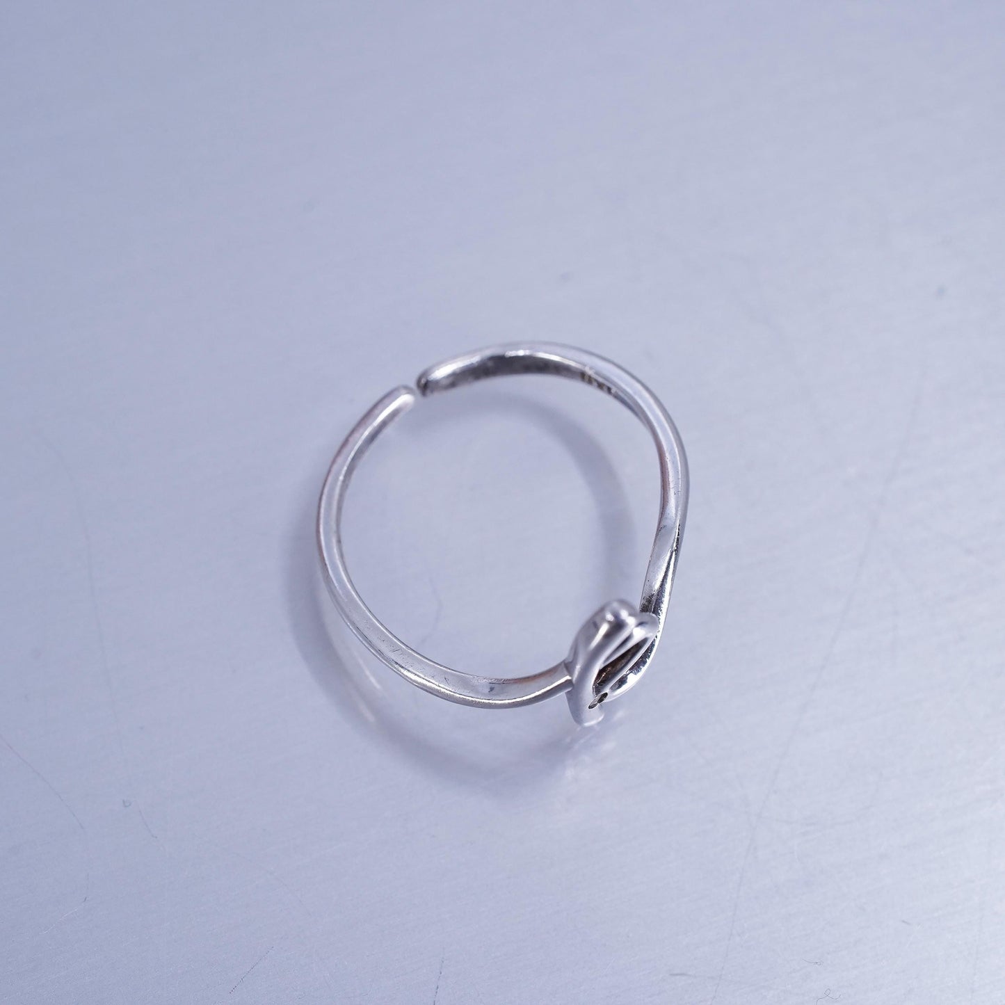 Size adjustable, Sterling 925 silver stackable ring, initial letter K diamond