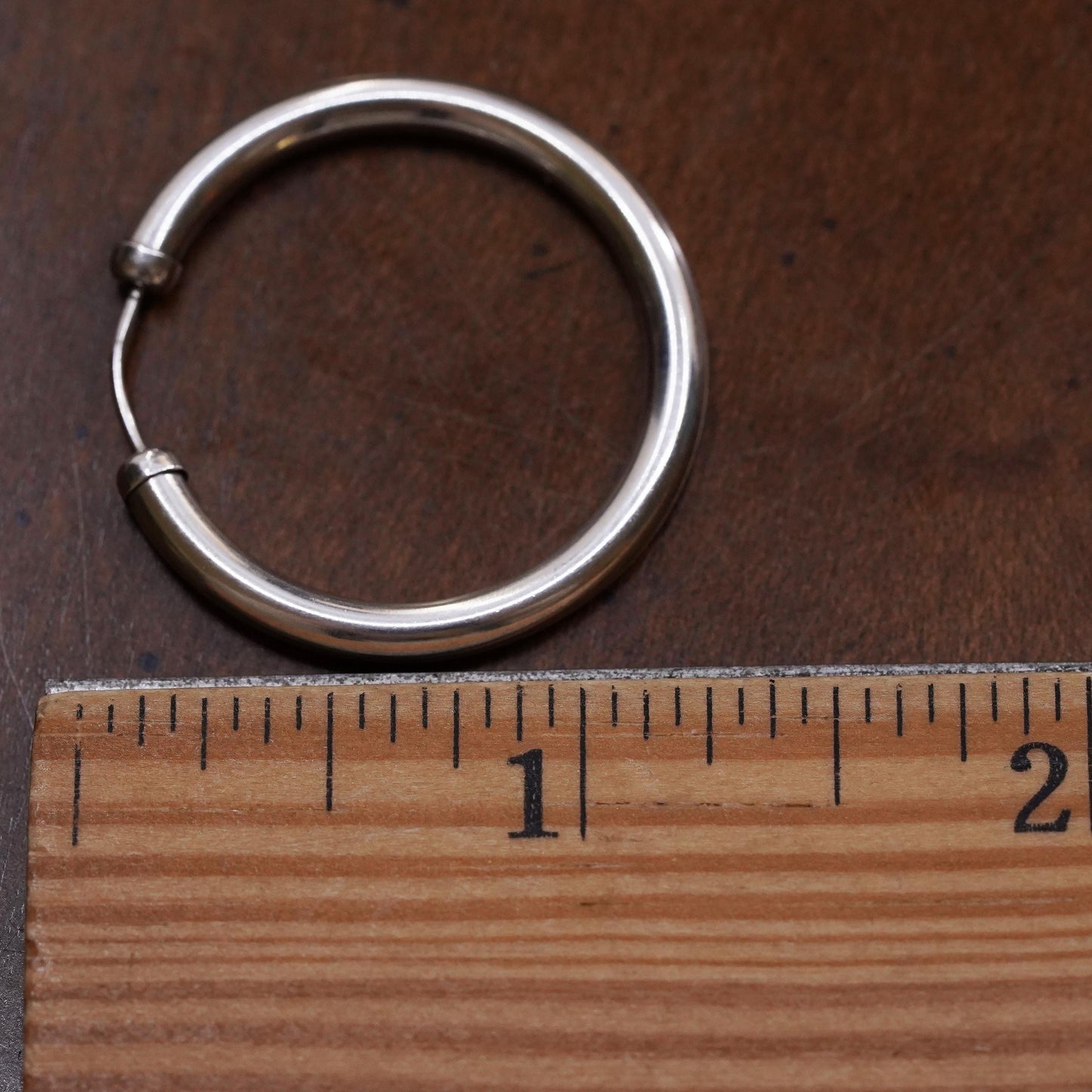 1.25", Vintage sterling silver single earring, bold minimalist primitive hoop