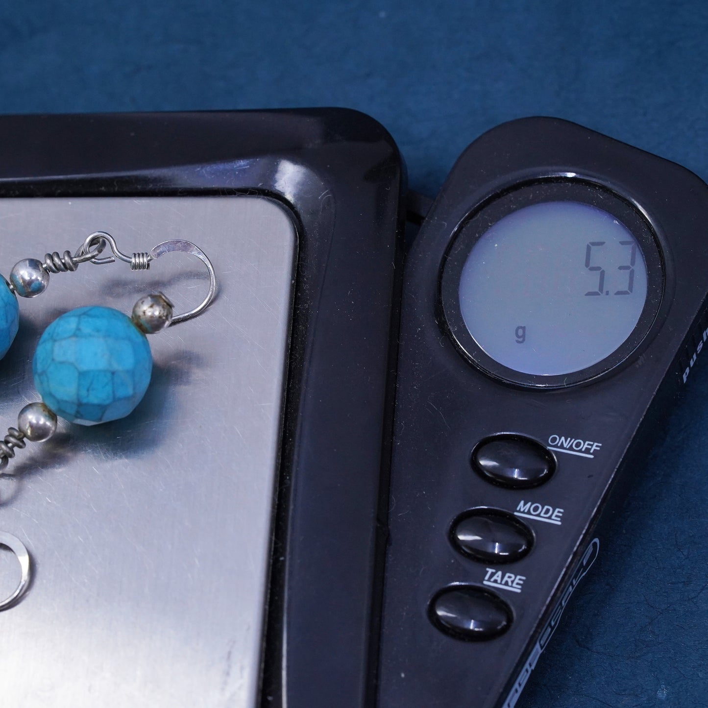 Vintage sterling 925 silver handmade earrings with turquoise beads