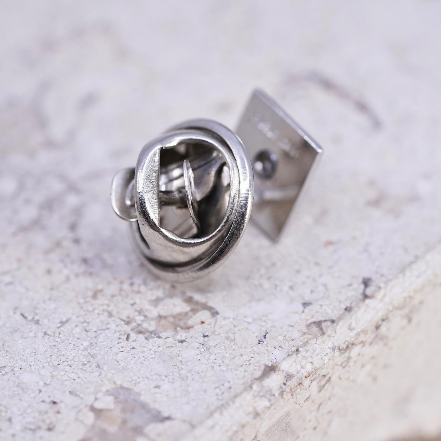 Vintage Anson sterling silver, 925 textured square cz pin