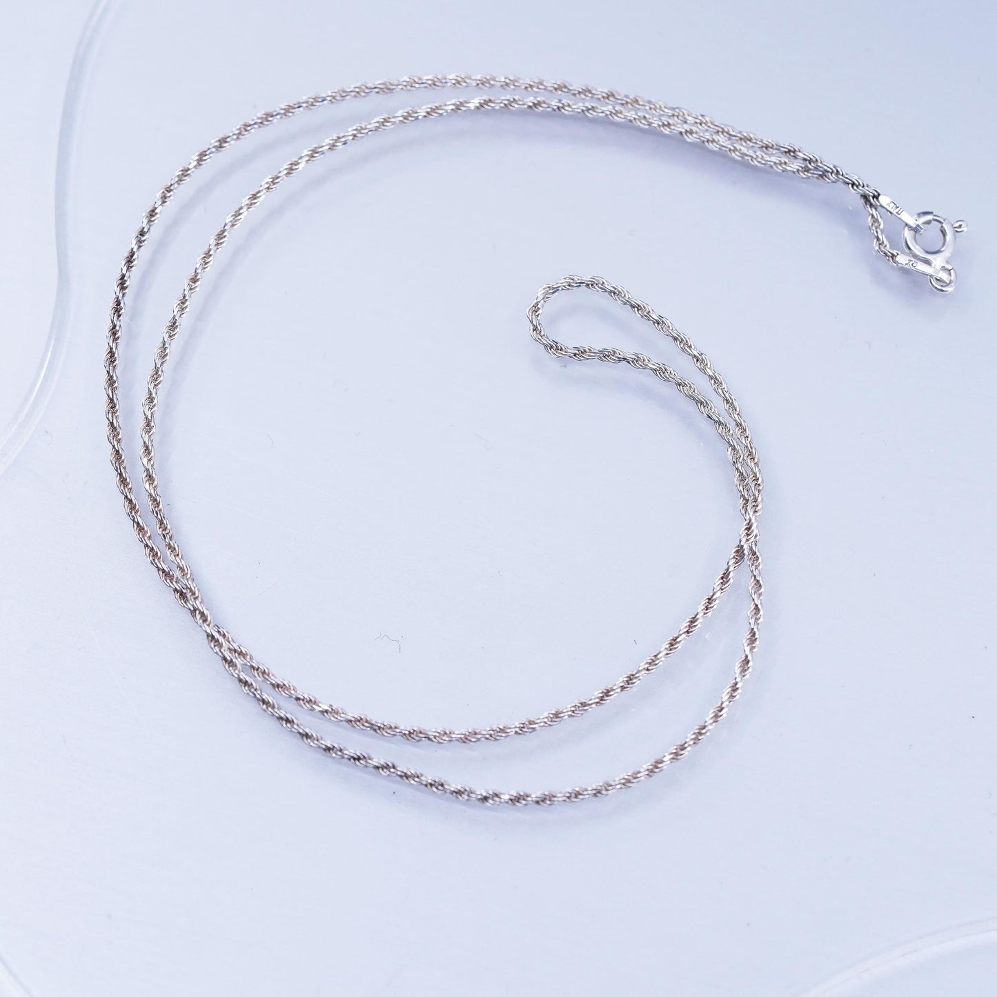 18” 2mm, vintage Italy Sterling 925 silver Singapore rope chain necklace