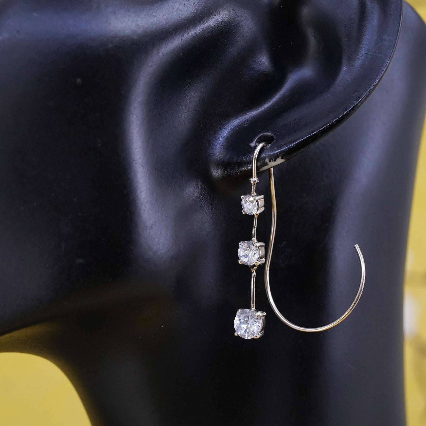 Vintage gold over Sterling 925 silver handmade earrings with CZ dangles