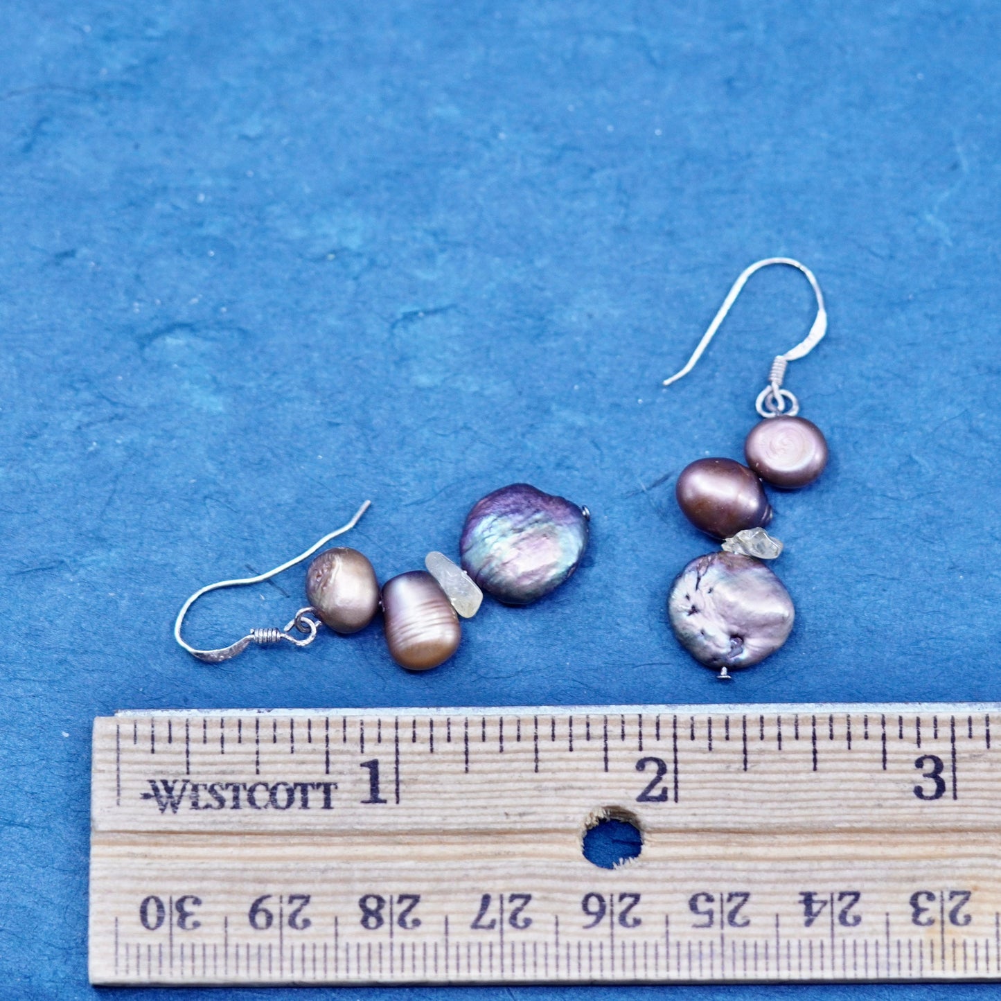 Vintage Sterling silver handmade earrings, 925 hooks with coin pearl