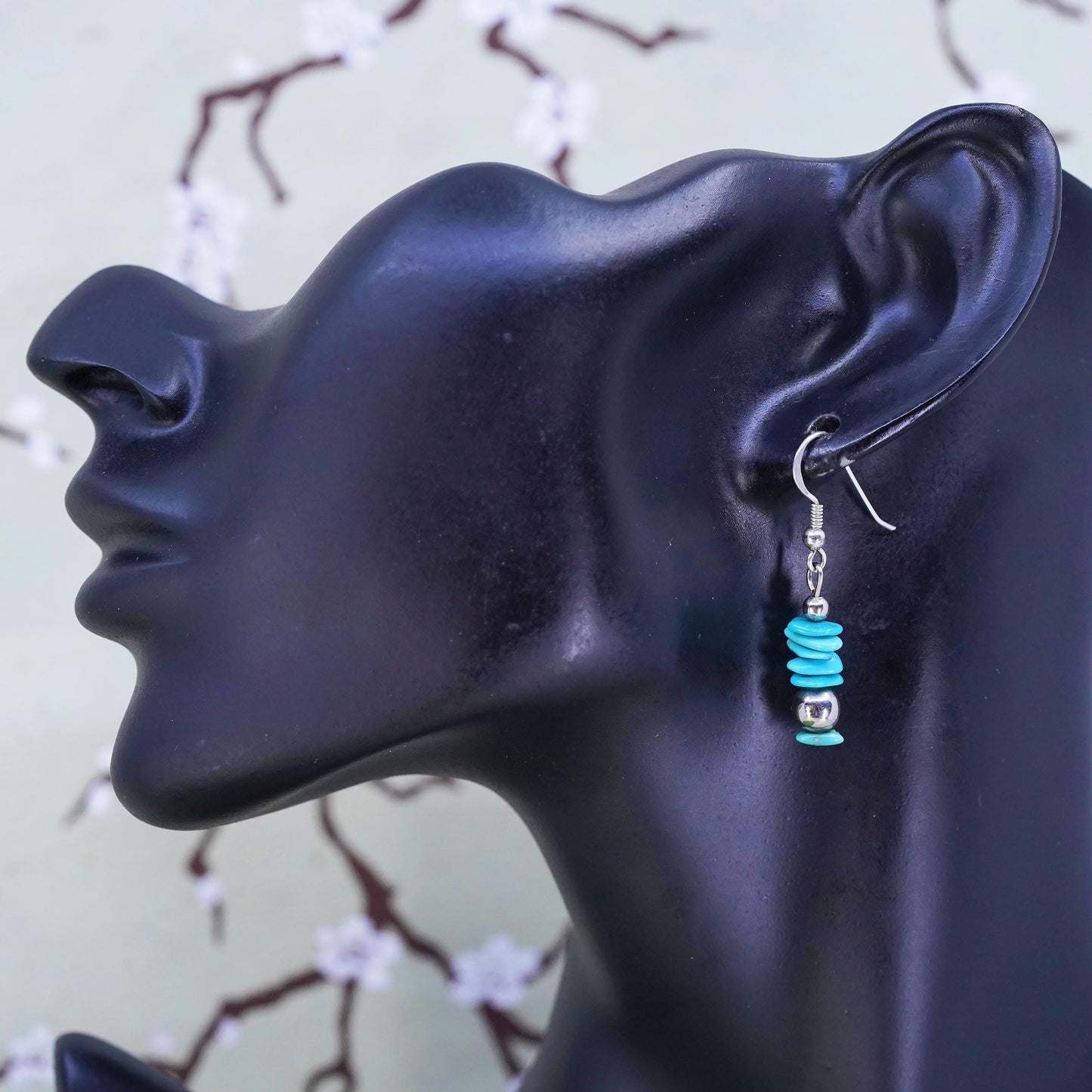 Southwestern sterling silver 925 handmade earrings with turquoise beads