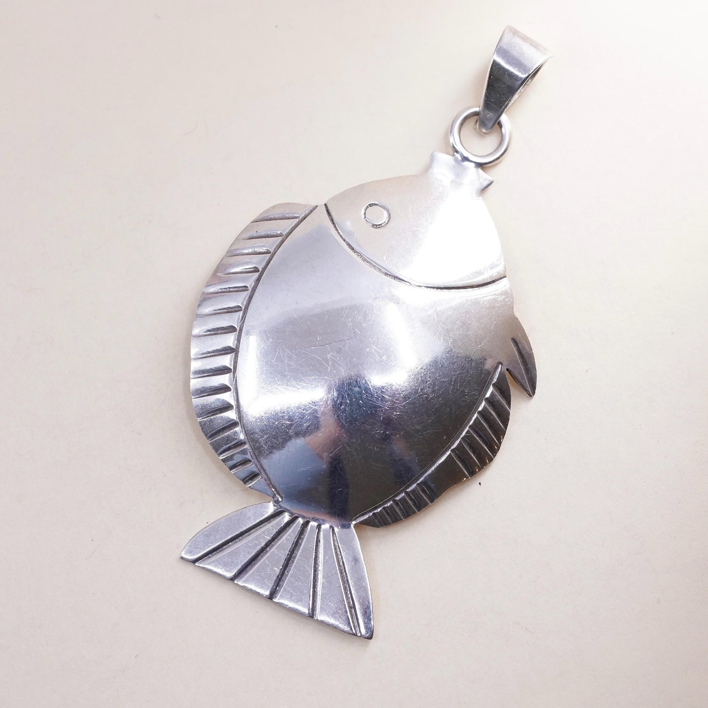 Vintage Mexican sterling silver handmade pendant, 925 fish charm