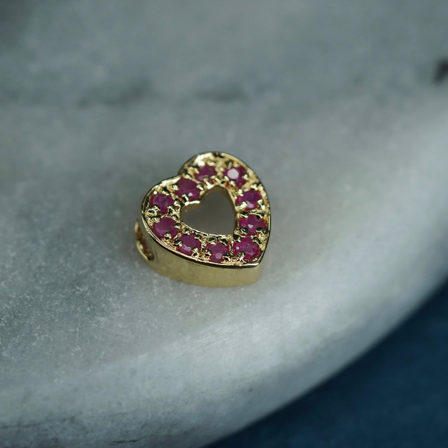 vermeil yellow gold over Sterling silver handmade pedant, 925 heart with ruby