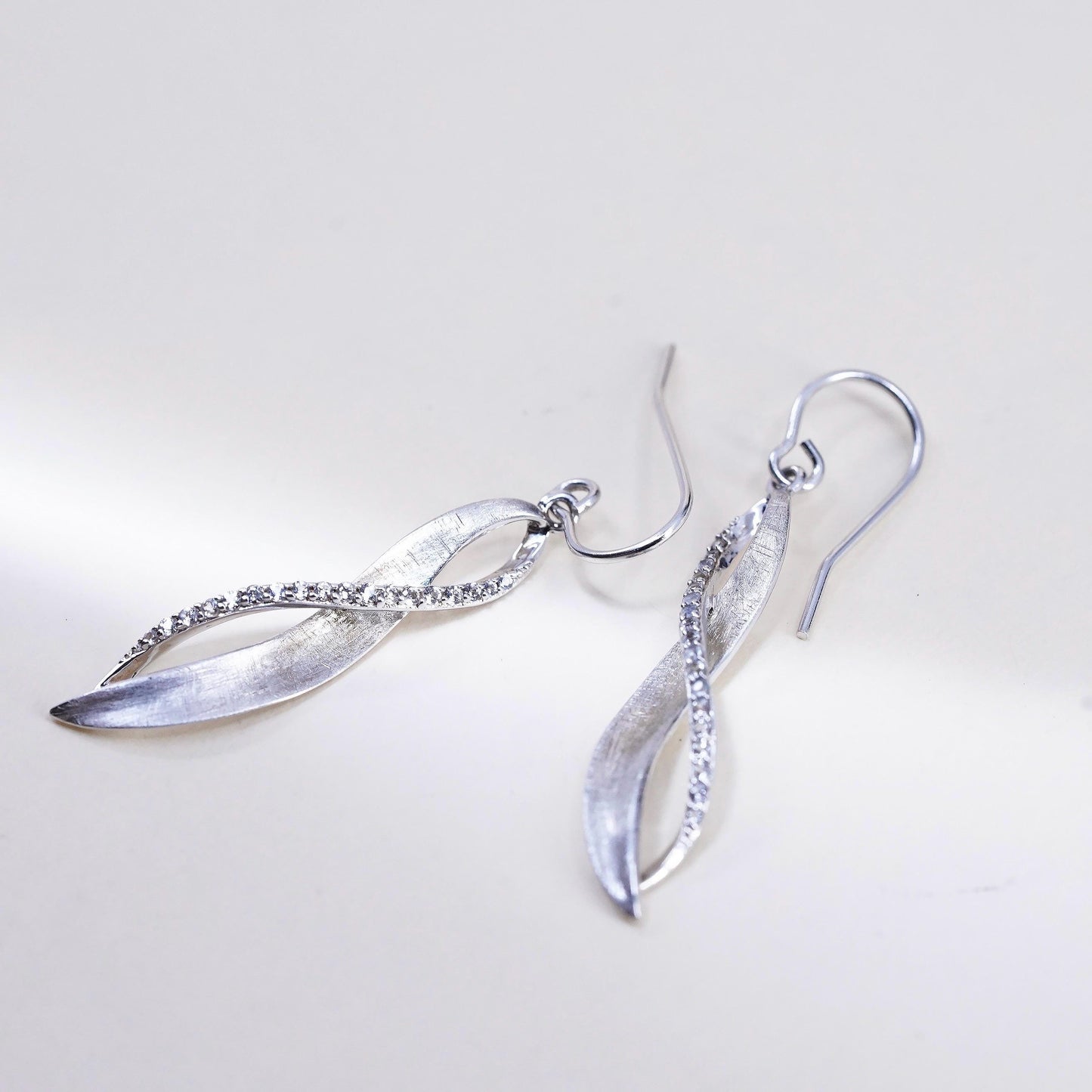 VTG Ralph Lauren sterling silver earrings, textured 925 entwined long dangles