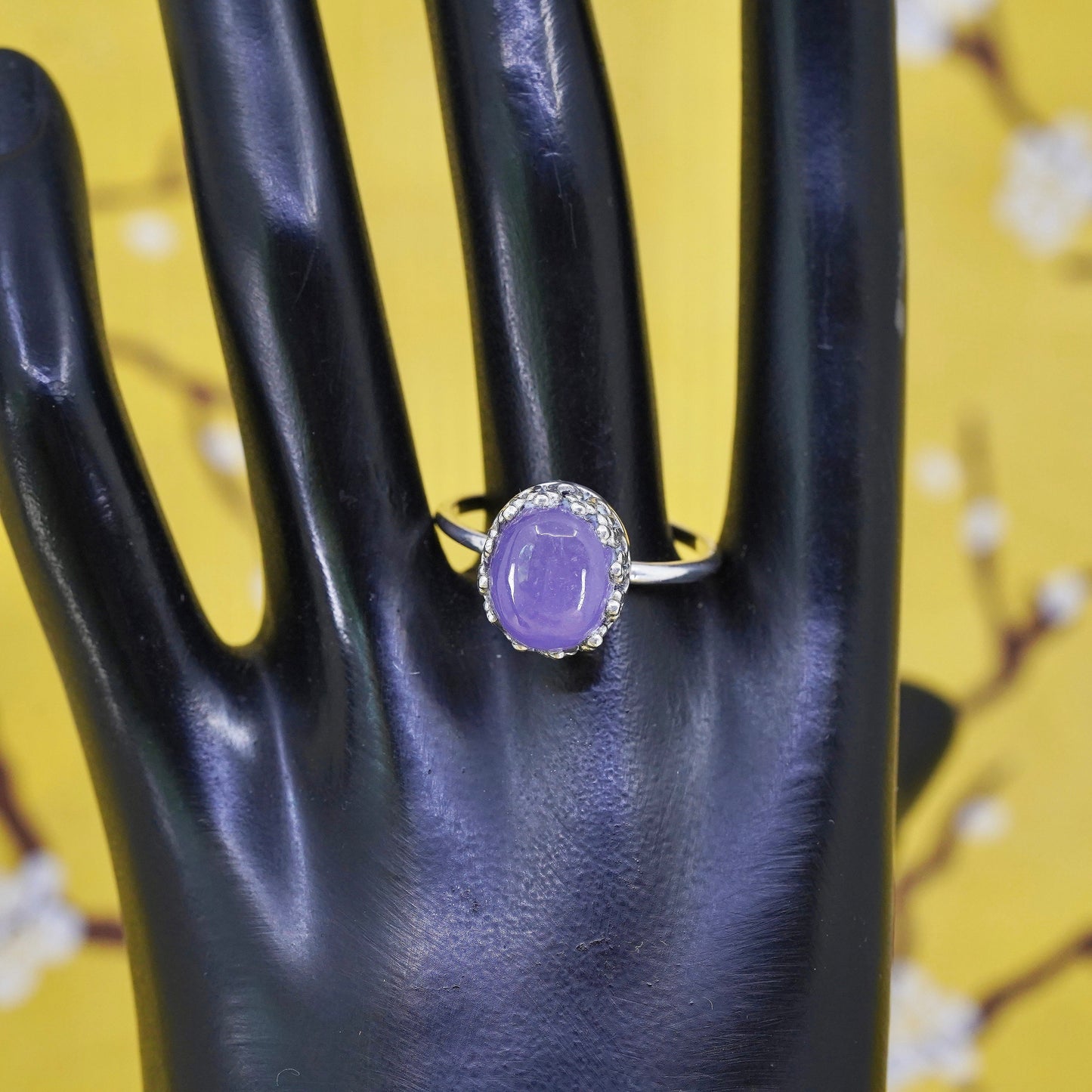 Size 11.5, Sterling silver ring, 925 silver statement ring with purple jade