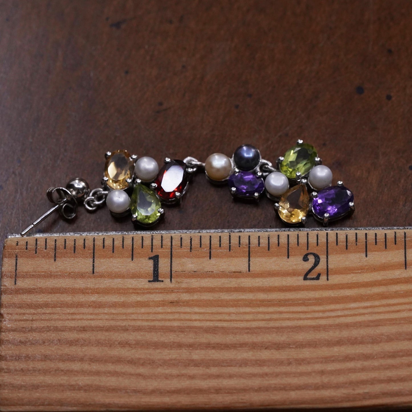 VTG sterling 925 silver single 1 earring citrine Ruby peridot amethyst pearl