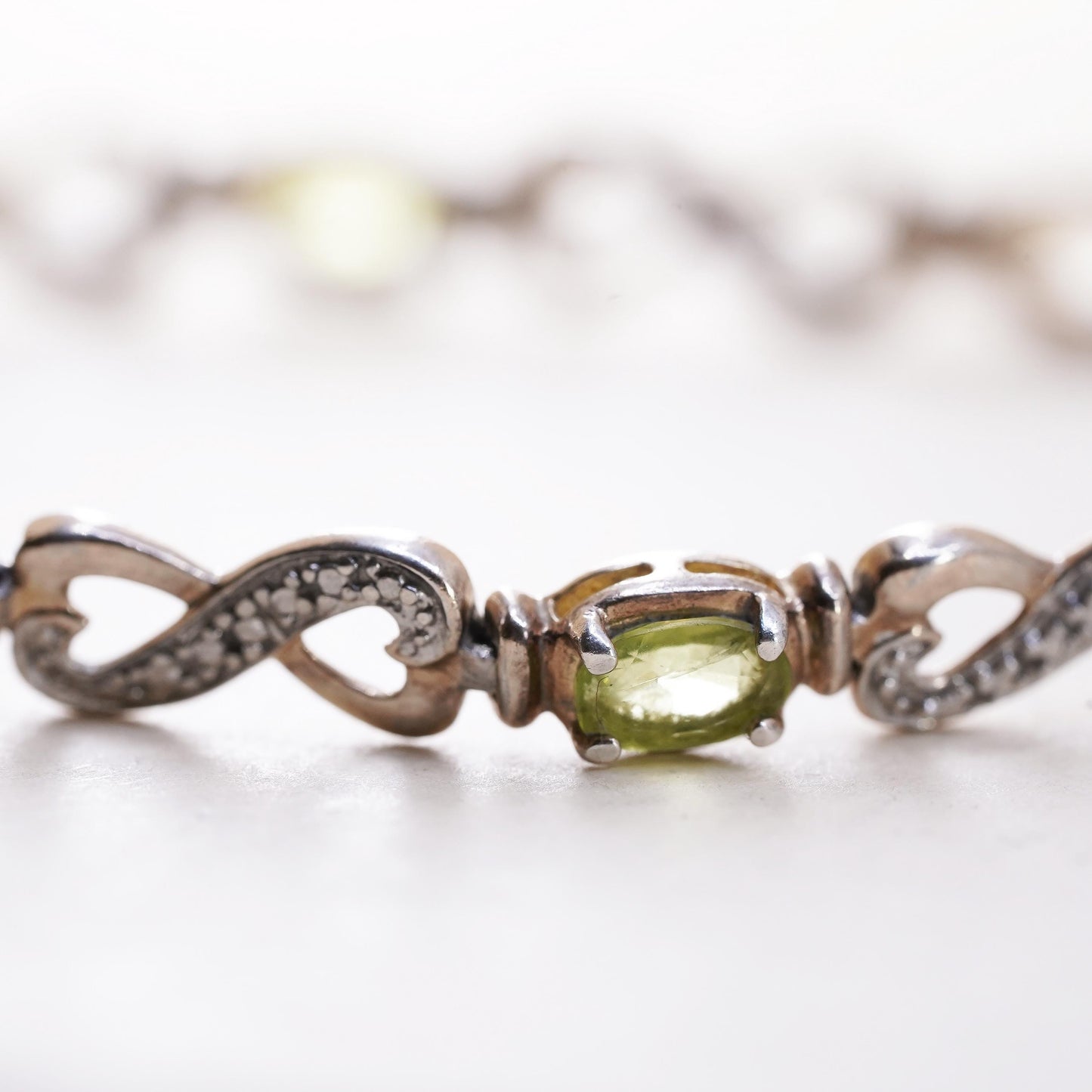 7.5”, vermeil gold sterling 925 silver tennis bracelet, peridot citrine topaz