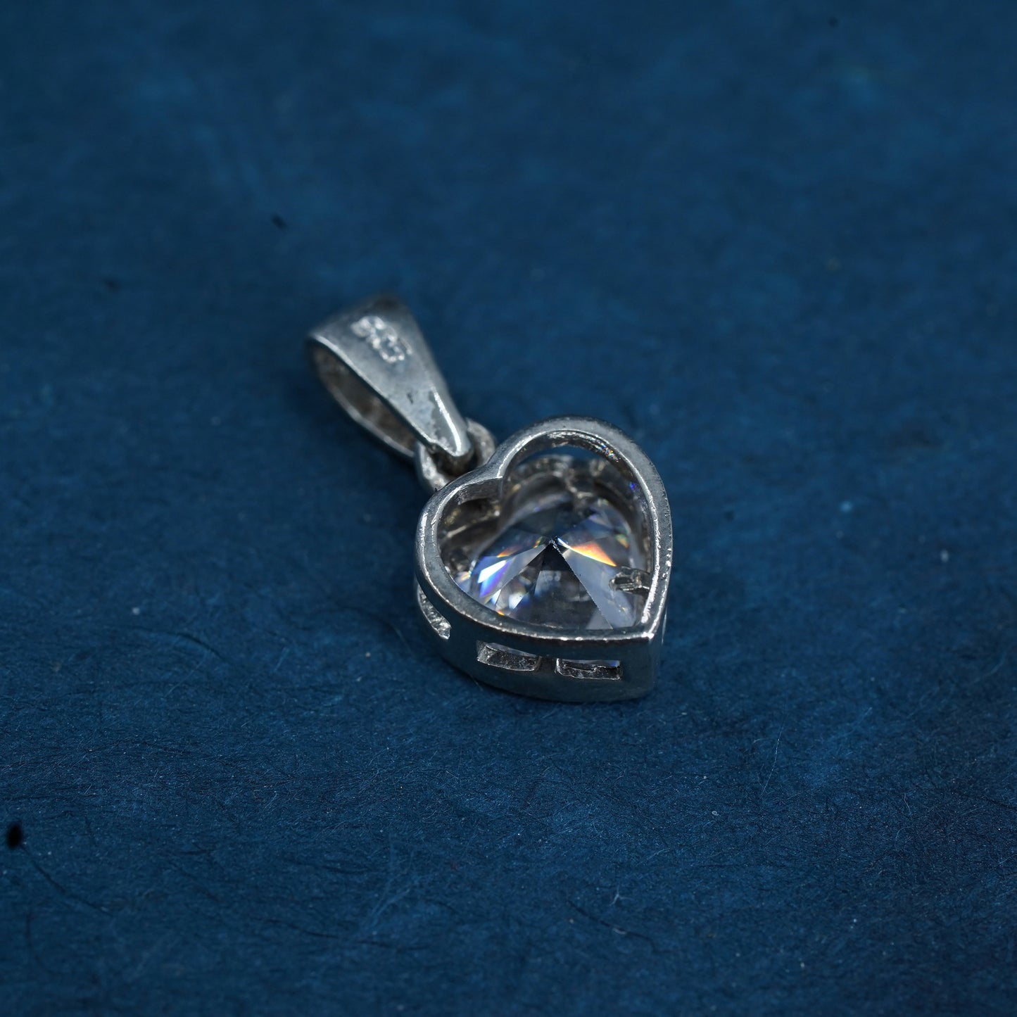 Vintage Sterling silver 925 handmade pendant with cz heart