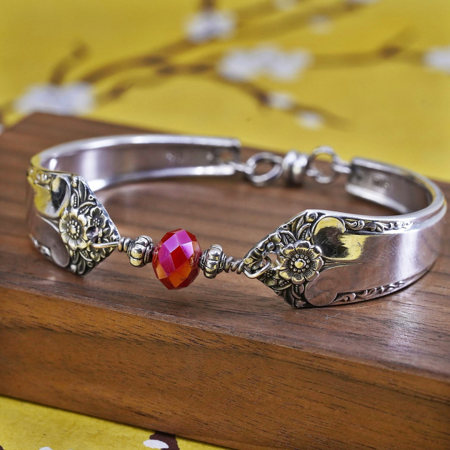 6.5”, Vintage Sterling silver spoon bracelet, 925 Silver Handmade bangle
