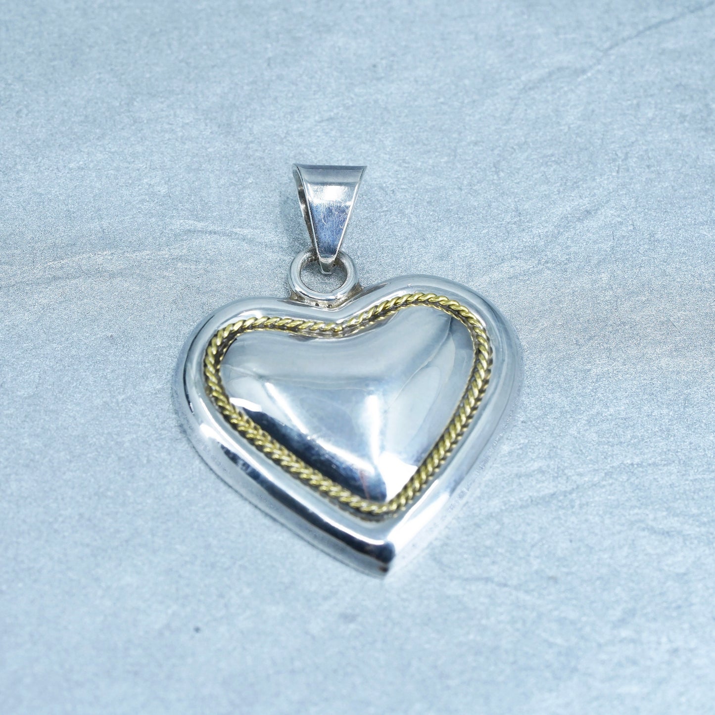antique sterling 925 silver heart pendant, stamped 925 Mexico