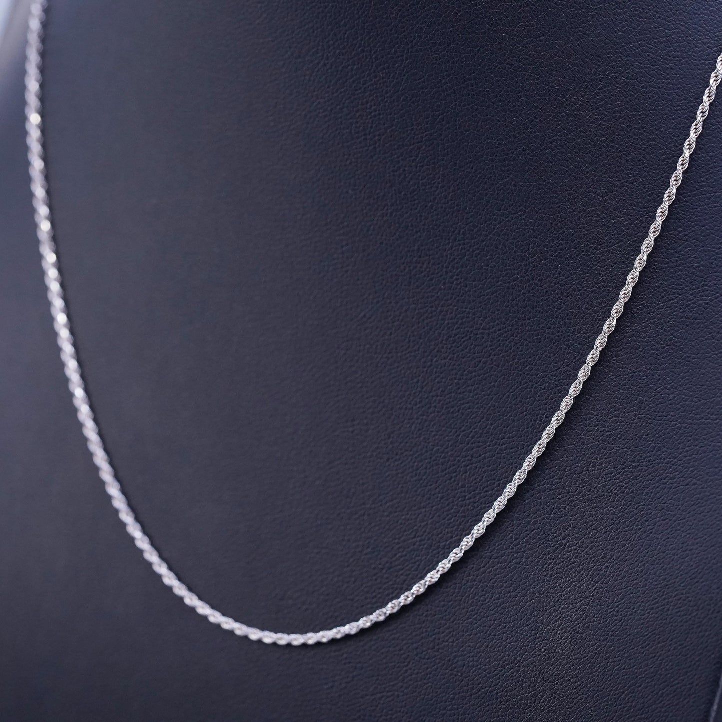 18” 2mm, vintage Italy Sterling 925 silver Singapore rope chain necklace