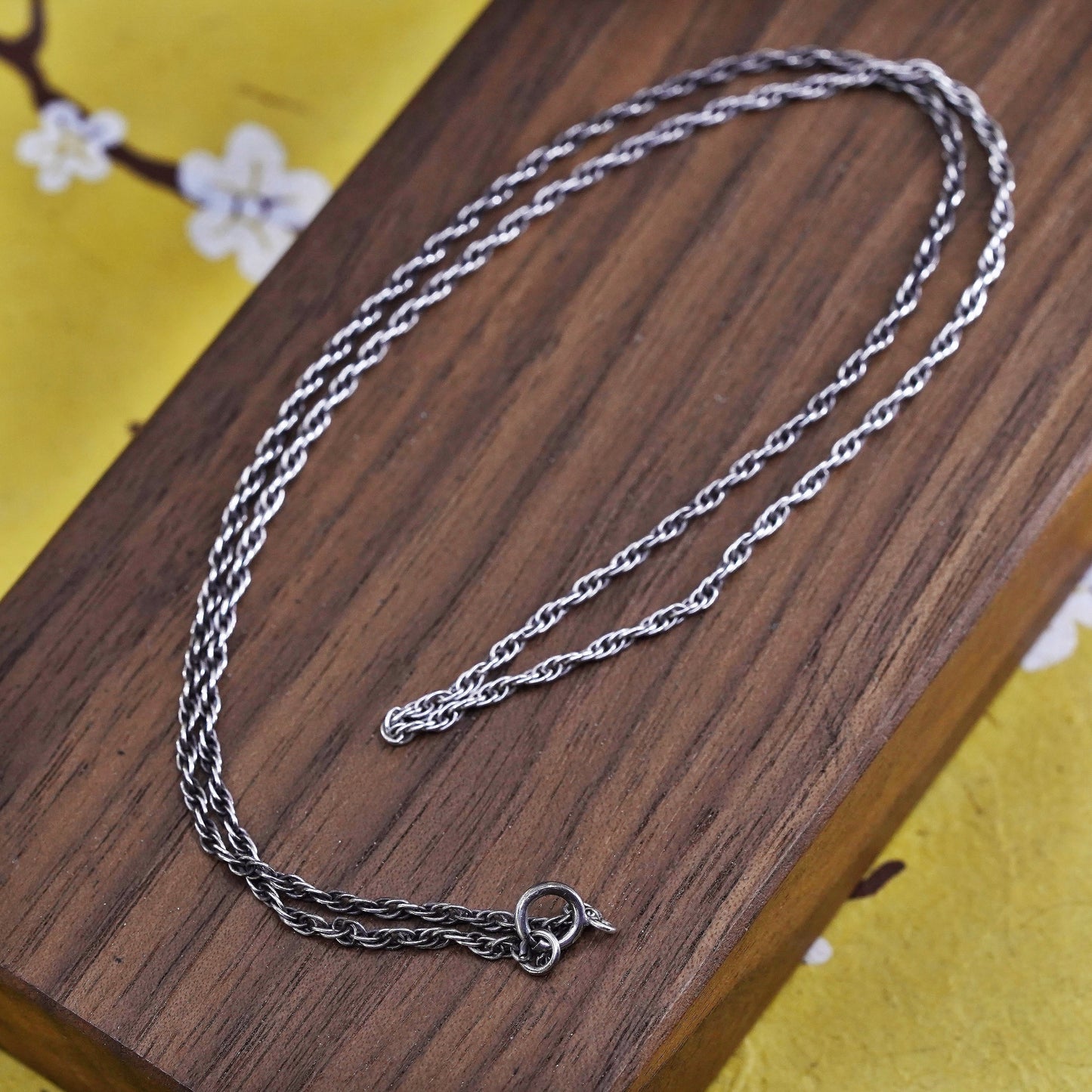 20" 1.6mm, vintage Sterling silver necklace, 925 Singapore rope chain