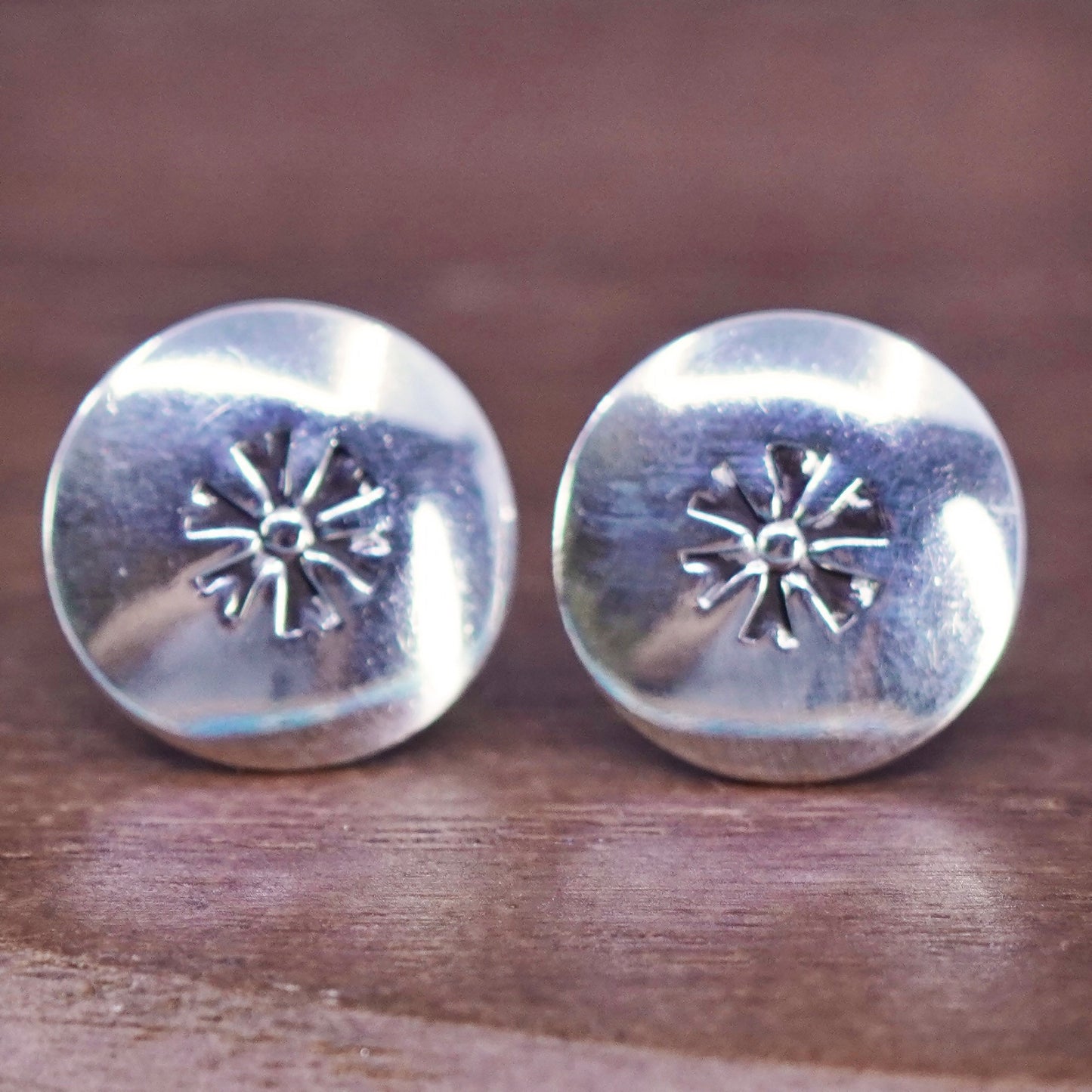 Vintage southwestern Sterling silver handmade earrings, 925 textured studs