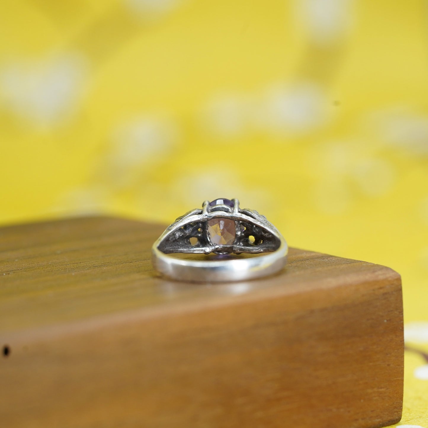 Size 5.5, vintage Sterling silver handmade ring, 925 band with amethyst
