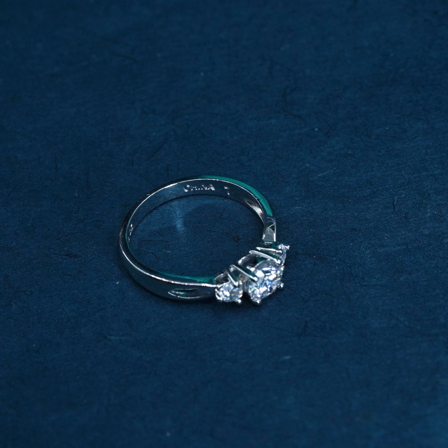 Size 7, vintage Sterling 925 silver engagement ring with cluster Cz around