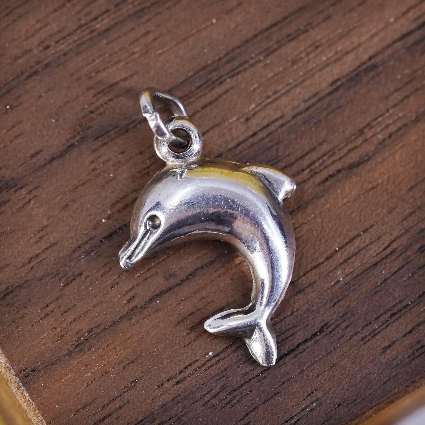 Vintage Sterling silver handmade pendant, 925 dolphin charm