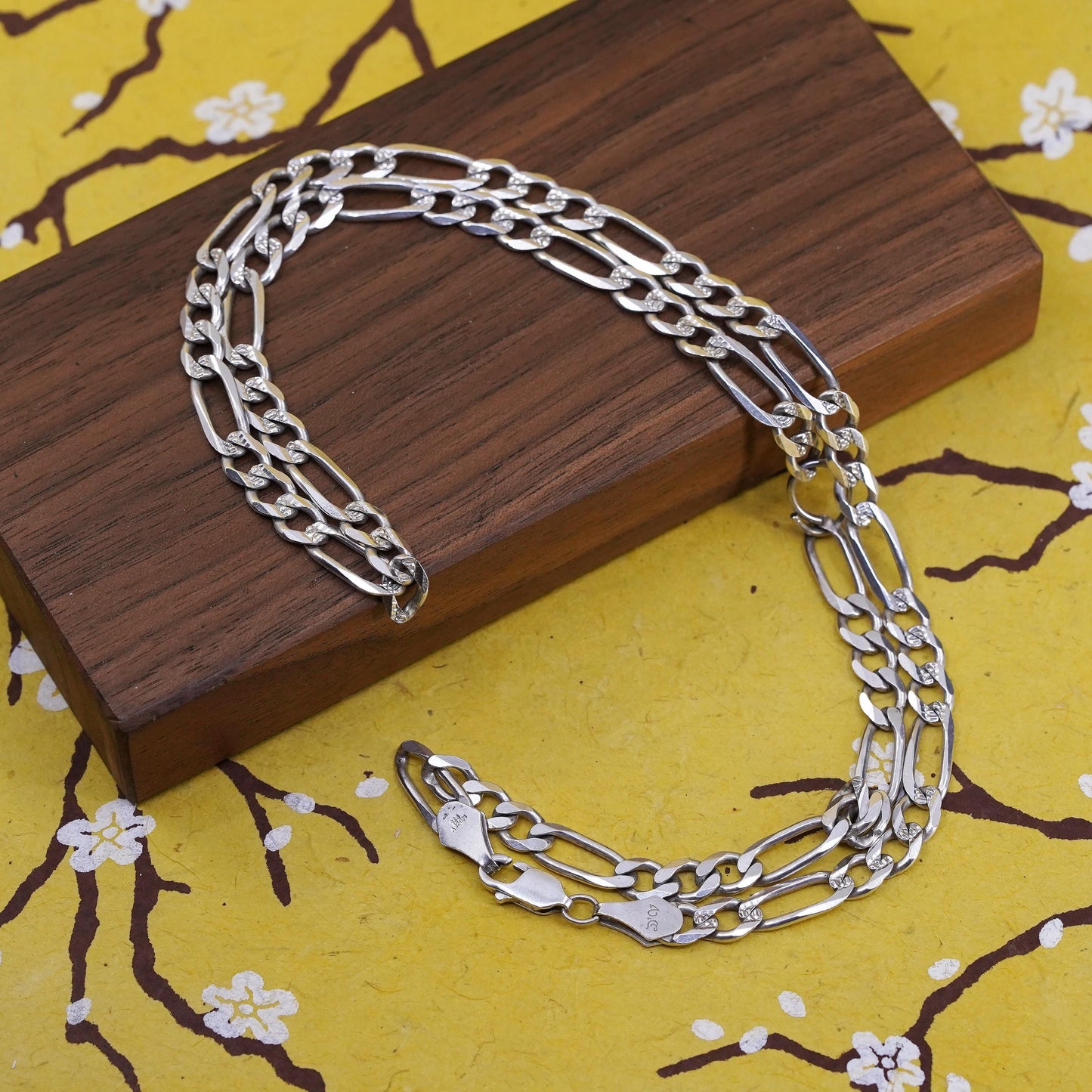24”, 6mm, Sterling silver figaro chain, Italy 925 necklace