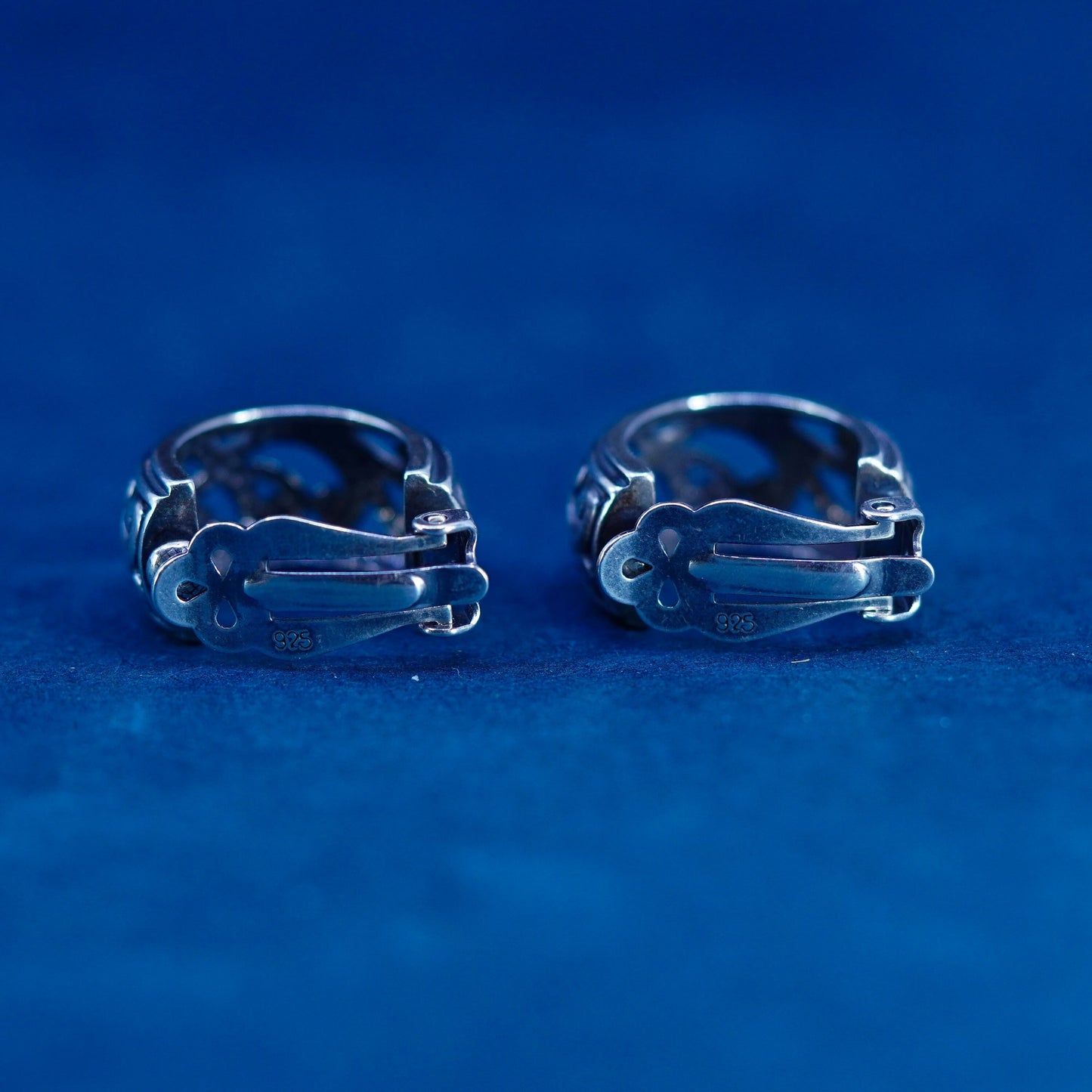 Vintage Silpada Sterling Silver 925 Clip-On Filigree Scroll Hoop Earrings C1380