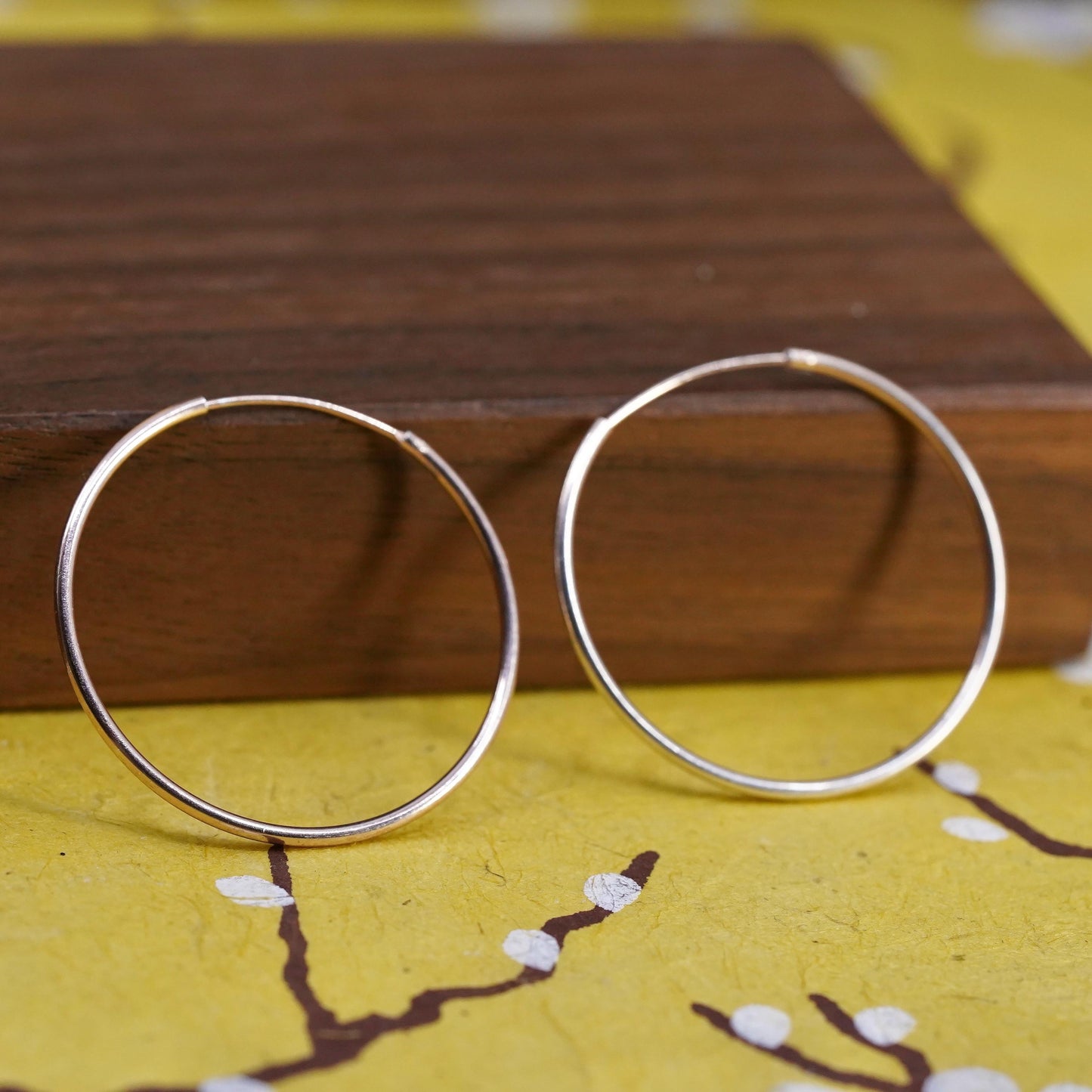 1.25", Vintage vermeil gold plated Sterling silver earrings, 925 thin hoops