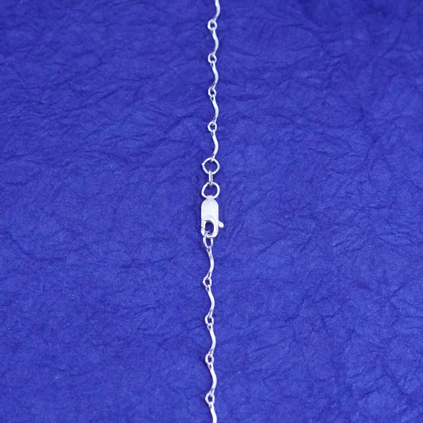 18”, vintage Sterling silver necklace, 925 DNA bone chain w/ pearl and crystal