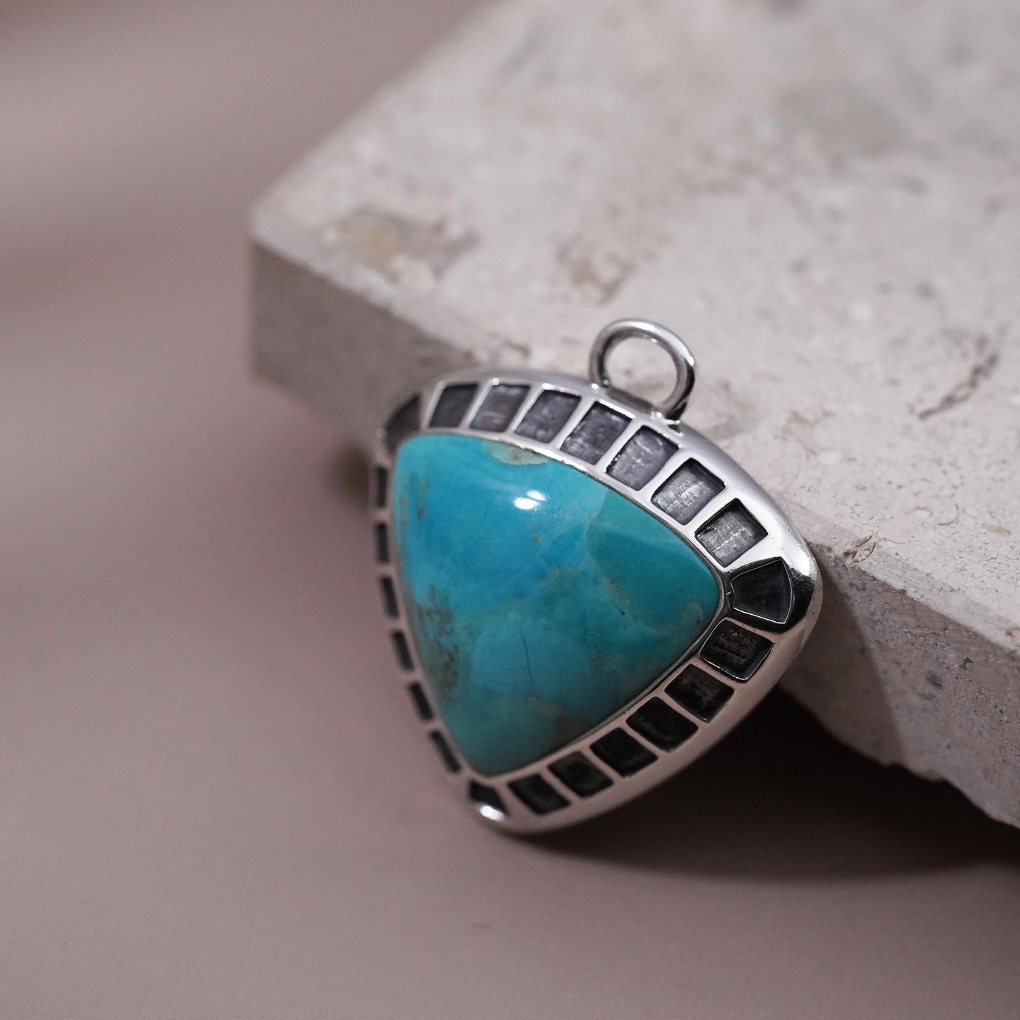 Vintage Barse Sterling 925 silver handmade pendant with triangular turquoise