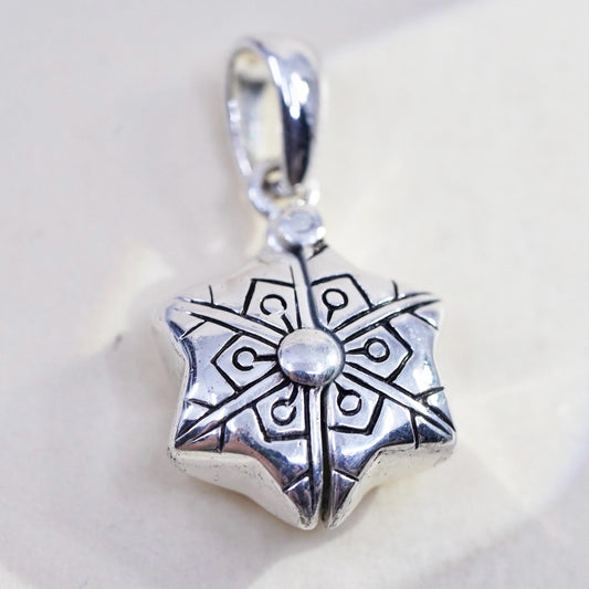VTG 925 Sterling Silver Star Locket Pendant, Opening Locket Charm One of A Kind