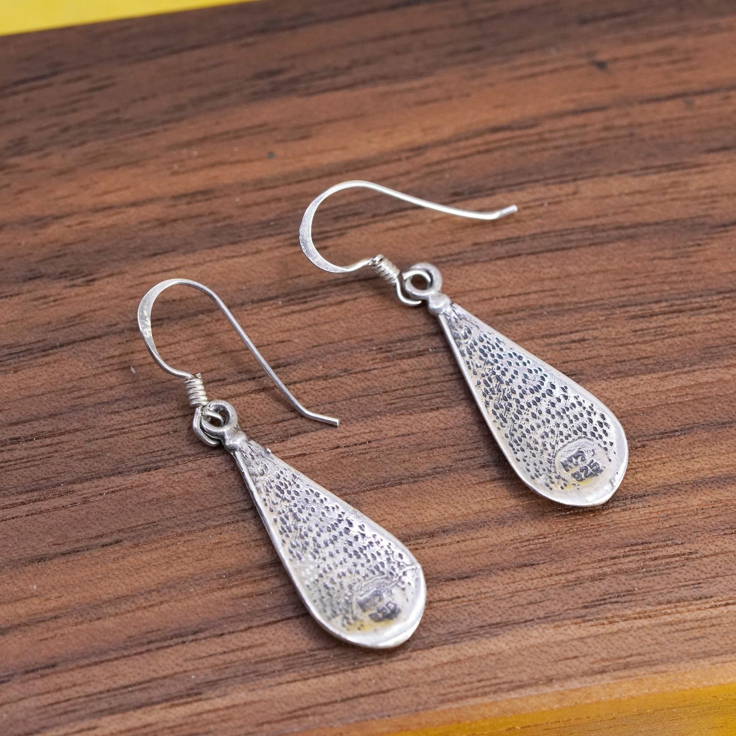 Vintage Sterling silver handmade earrings, 925 teardrop with abalone Inlay