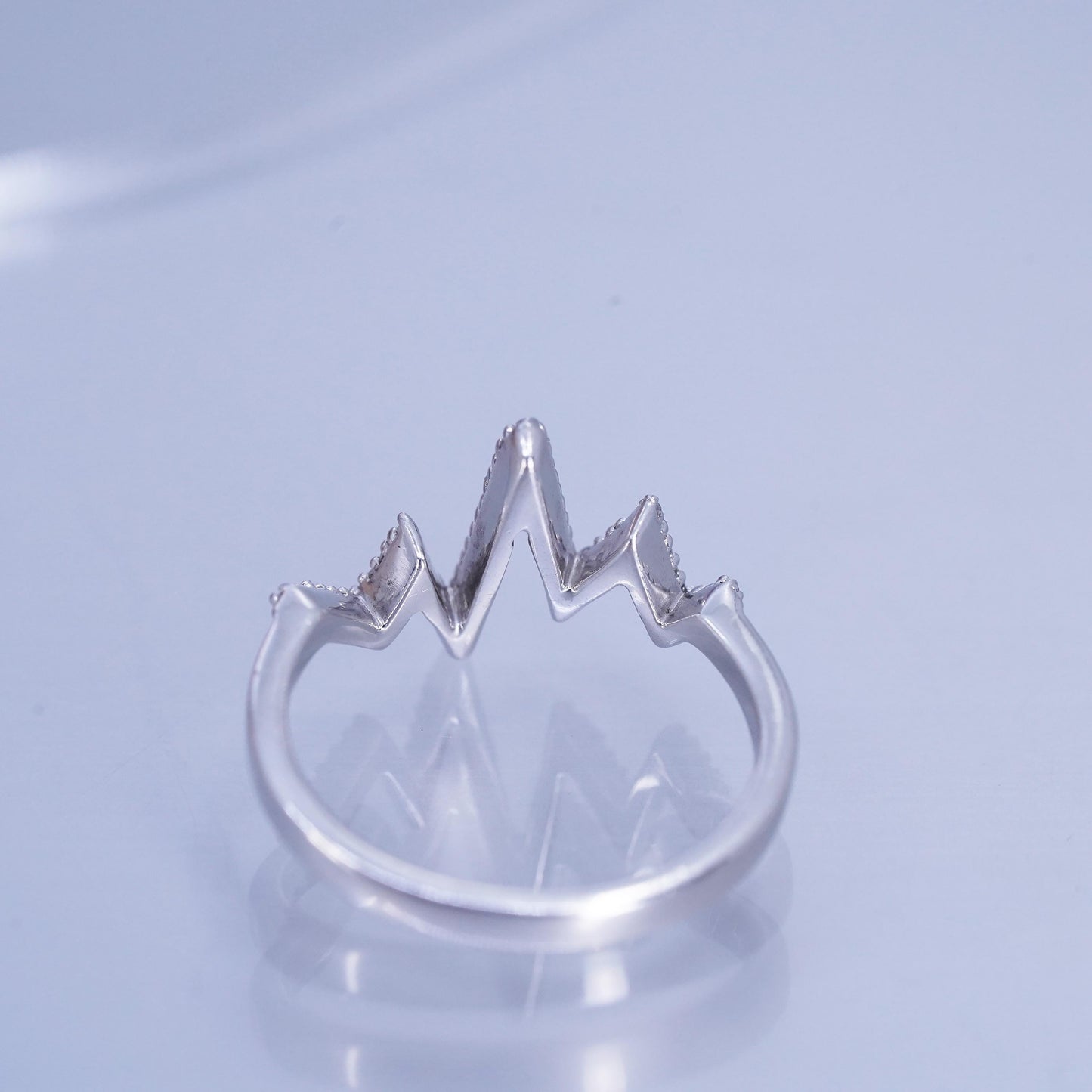 Size 7, VTG Sterling 925 silver handmade engagement heartbeat ring cluster Cz