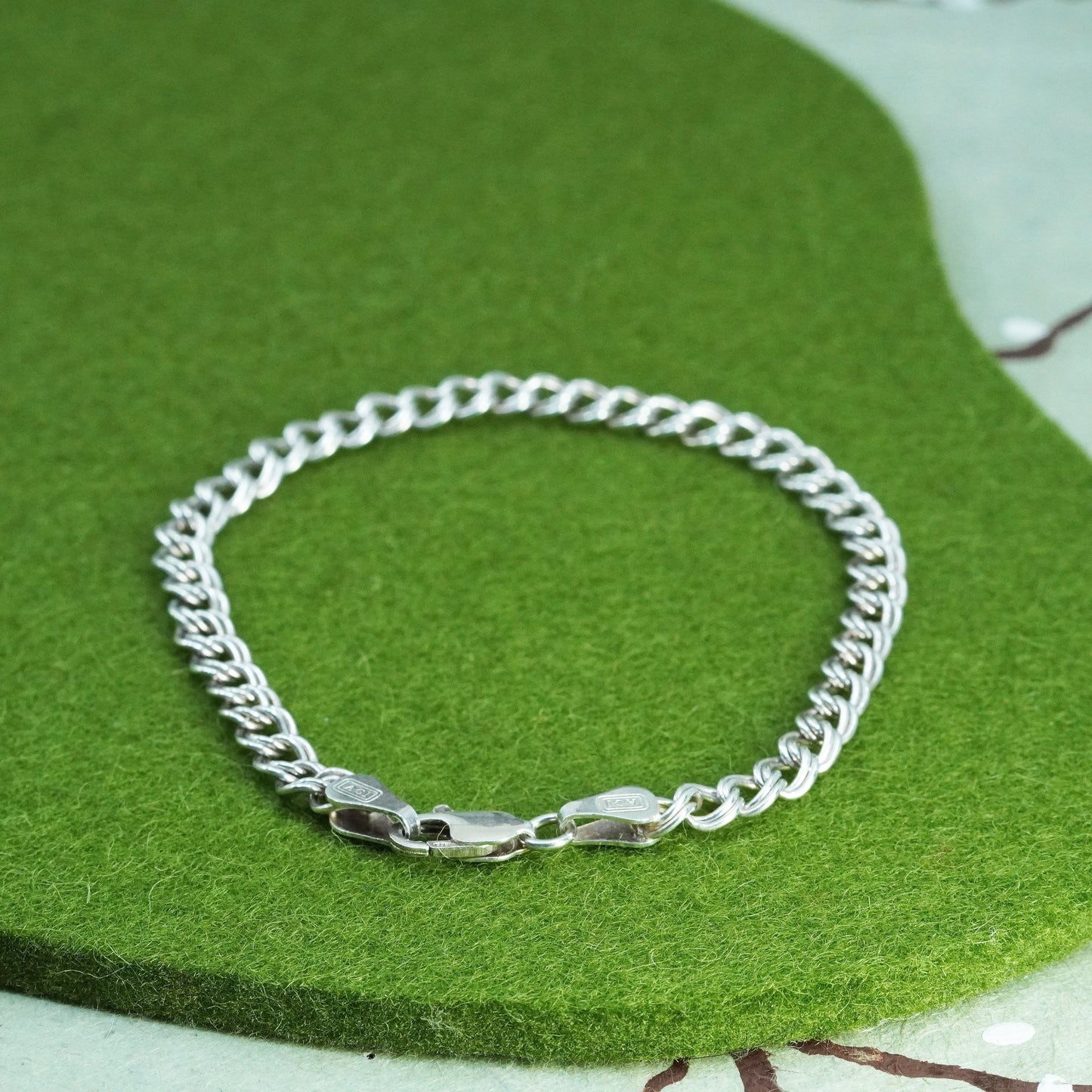 7.5”, 5mm, Vintage sterling 925 silver double curb bracelet