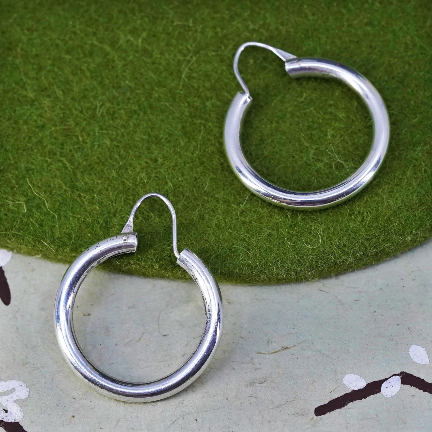 1.25", sterling silver loop earrings, fashion minimalist primitive wide hoops
