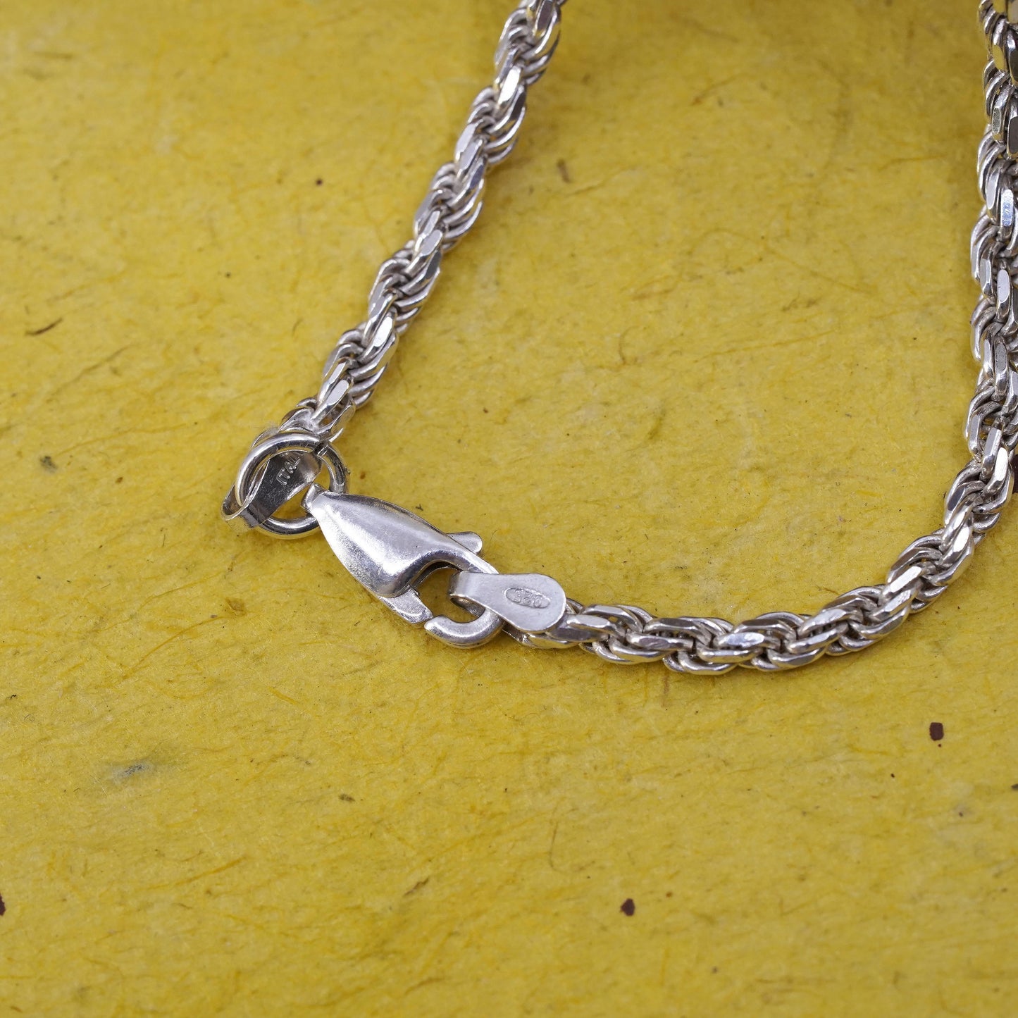 20”, 3mm, vintage Sterling silver necklace, Italy 925 rope chain