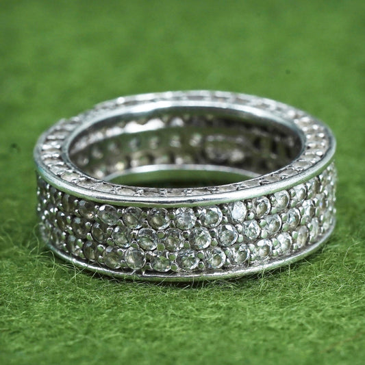 Size 7, vintage Sterling silver engagement ring, 925 band with cluster Cz