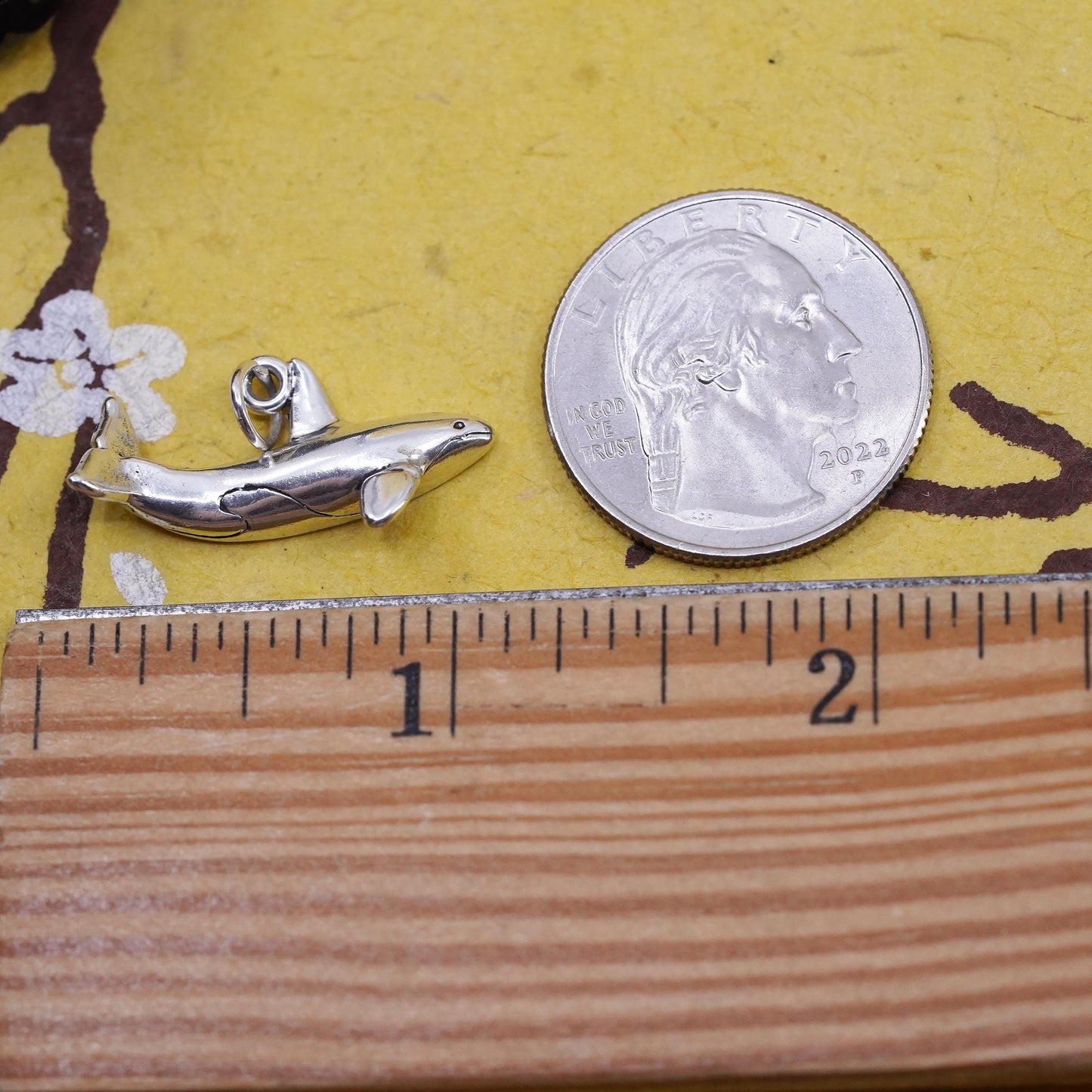 Vintage Sterling silver handmade pendant, 925 whale charm