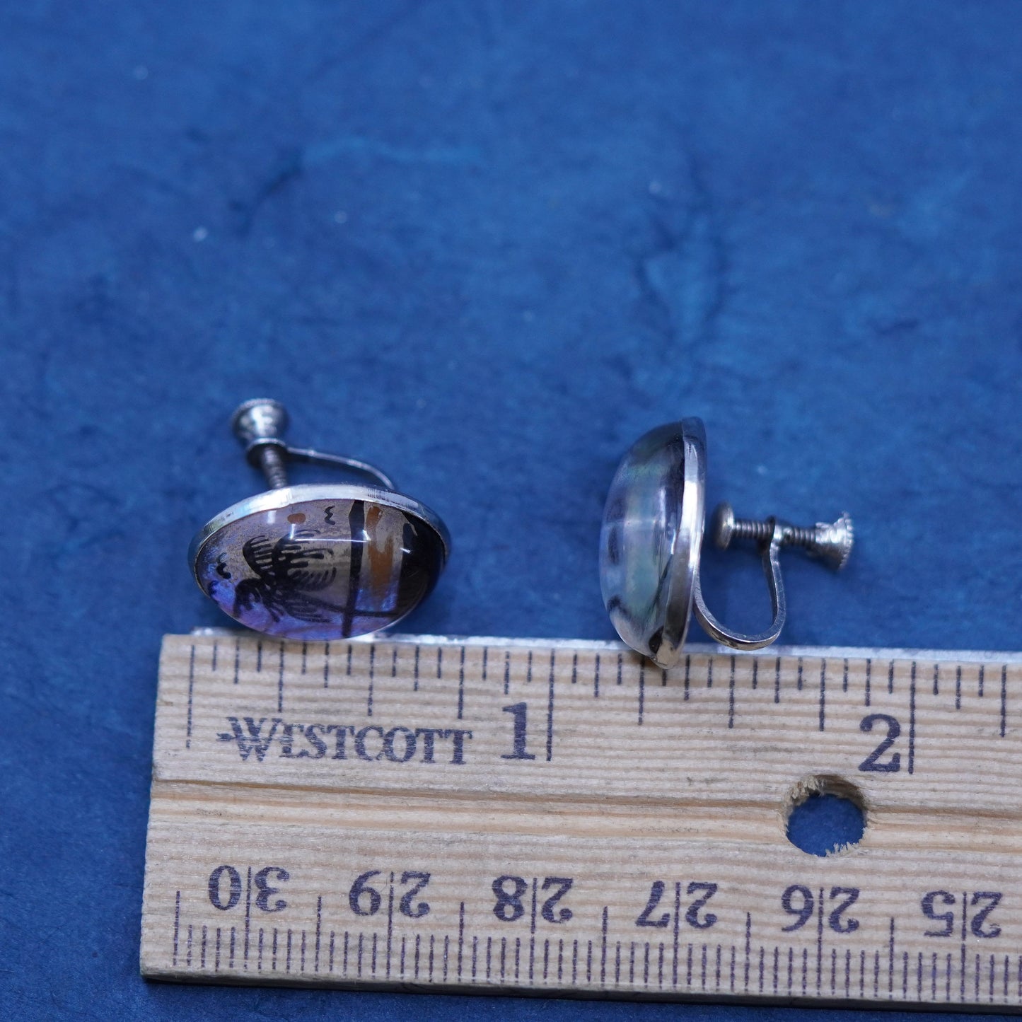 1940s Butterfly Wing Earrings 40s round Shape Palm Tree Earrings Screw back