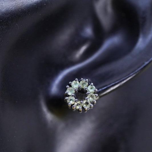 Vintage Sterling 925 silver circle peridot studs earrings