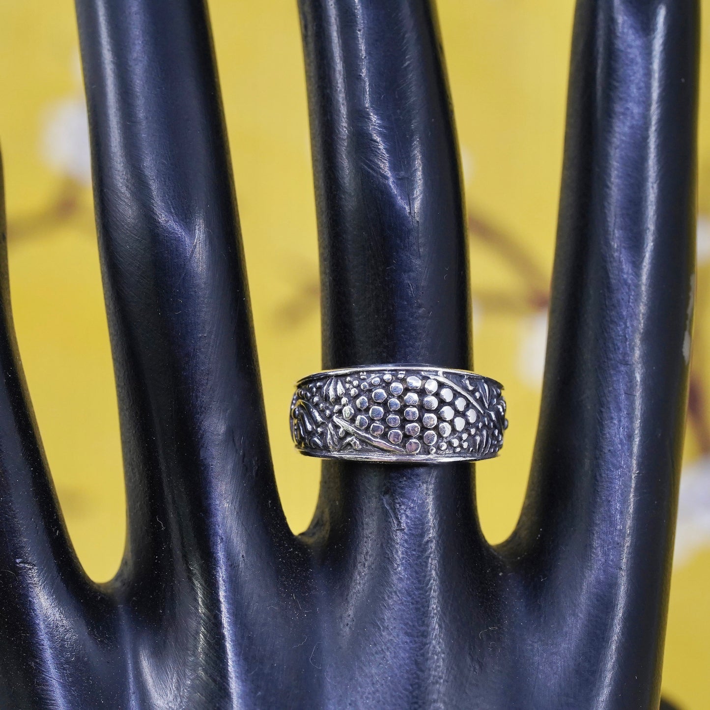 Size 6.75, VTG mexico Sterling 925 silver handmade ring, 925 modern beads band