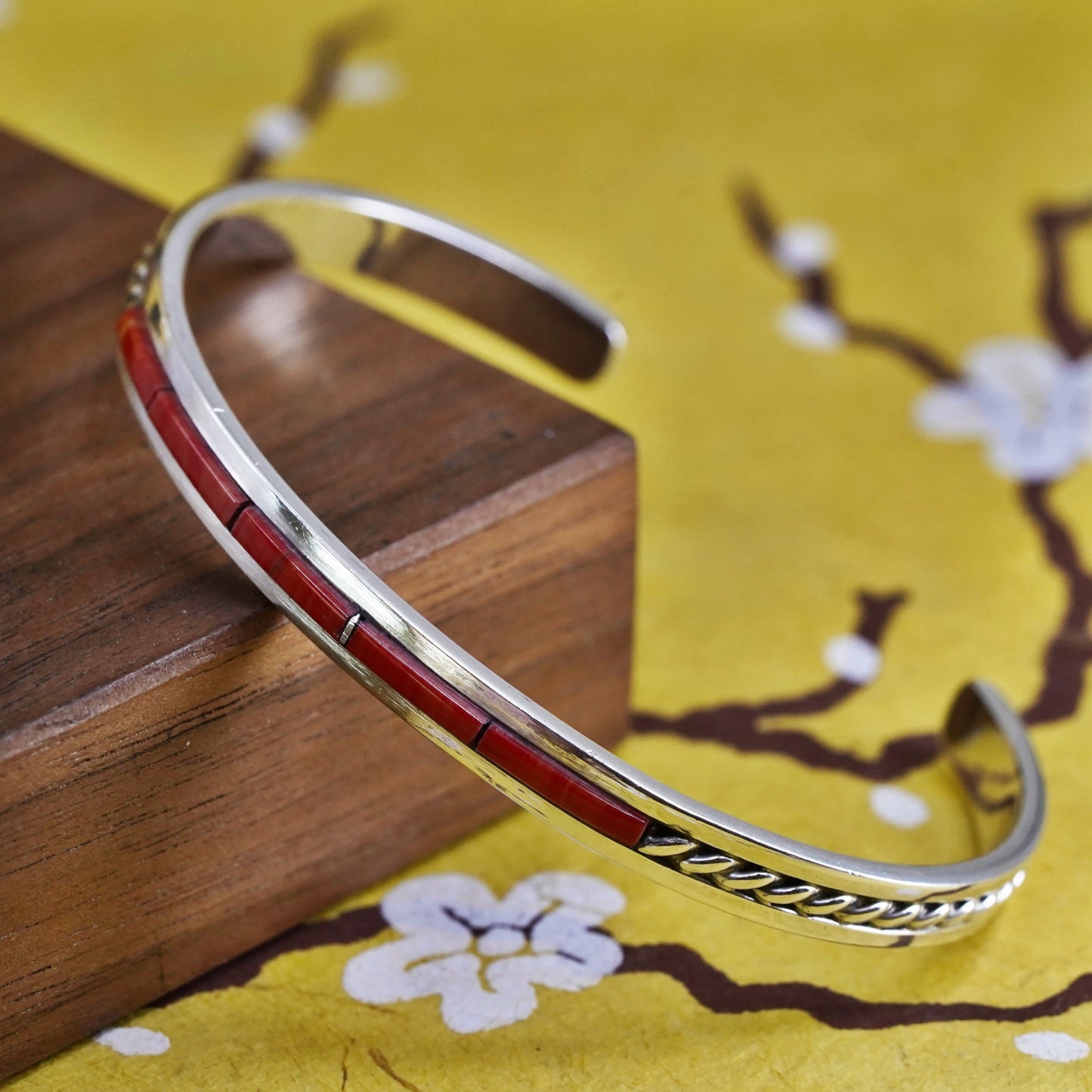 6.25” Native American Robert K. Deutsawe Jr. Zuni Sterling silver bracelet