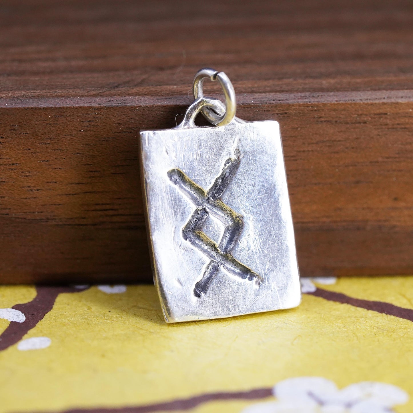 Vintage Sterling silver handmade DNA tag charm, 925 pendant