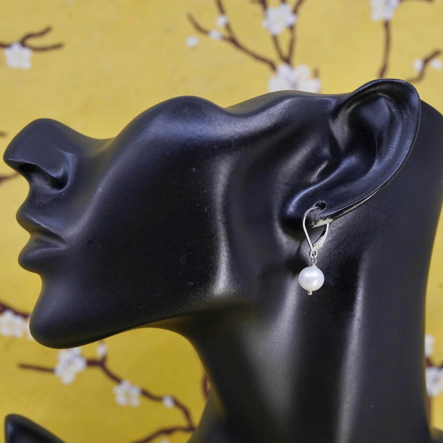 Vintage Sterling 925 silver handmade earrings with pearl drops and lever back