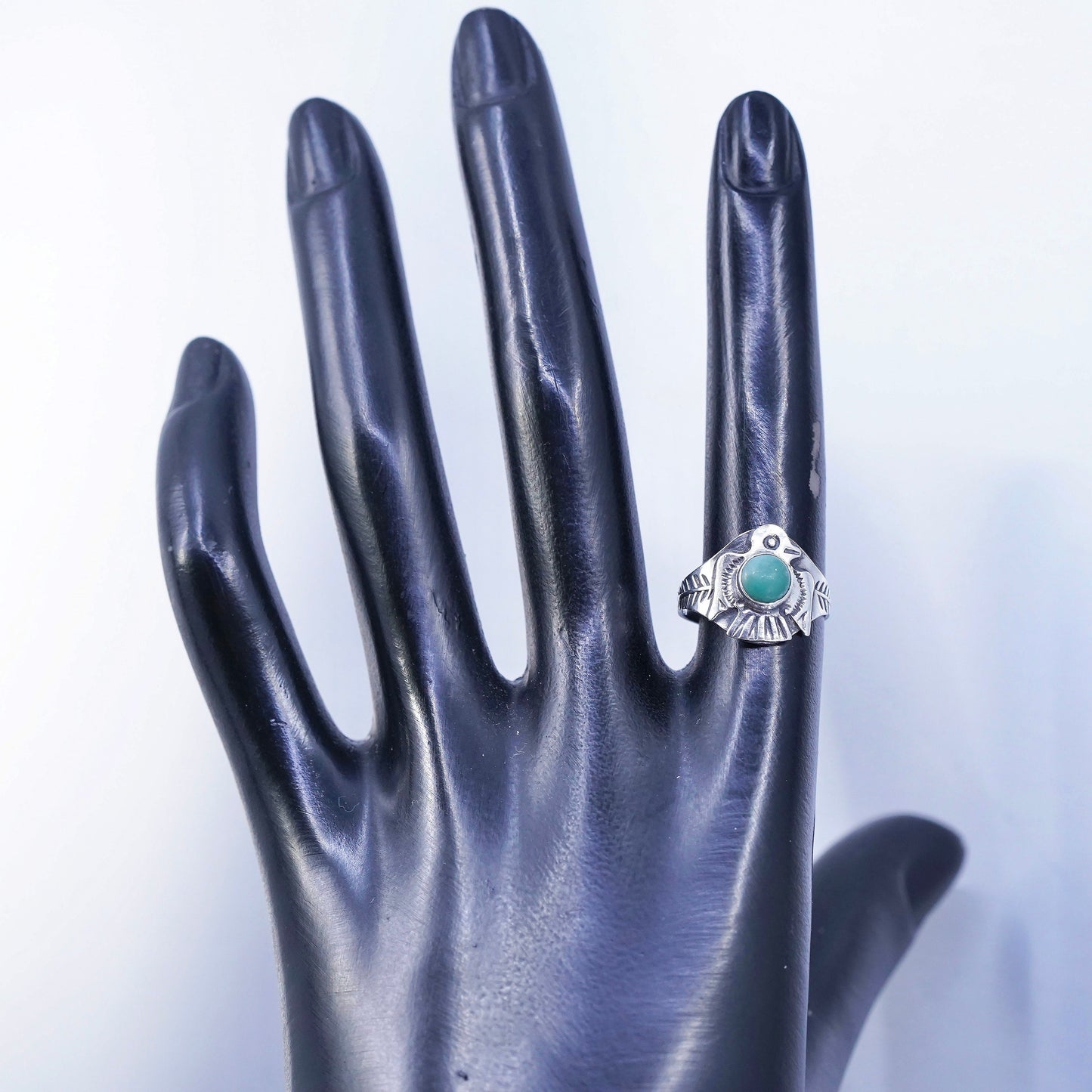 Size 5.5, Native American navajo Sterling 925 silver Thunderbird ring turquoise