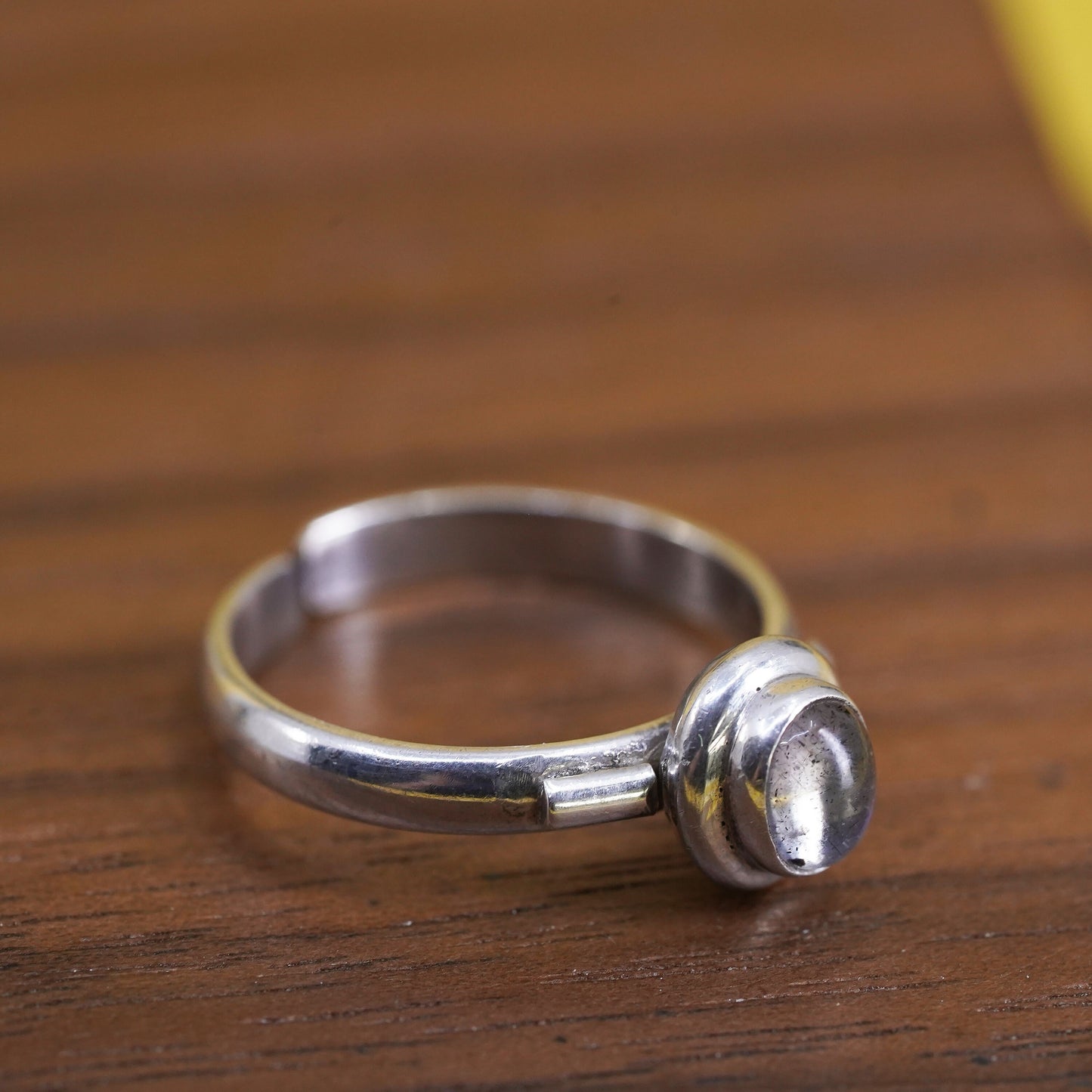 Size 3, vintage sterling silver handmade ring, 925 silver band with moonstone
