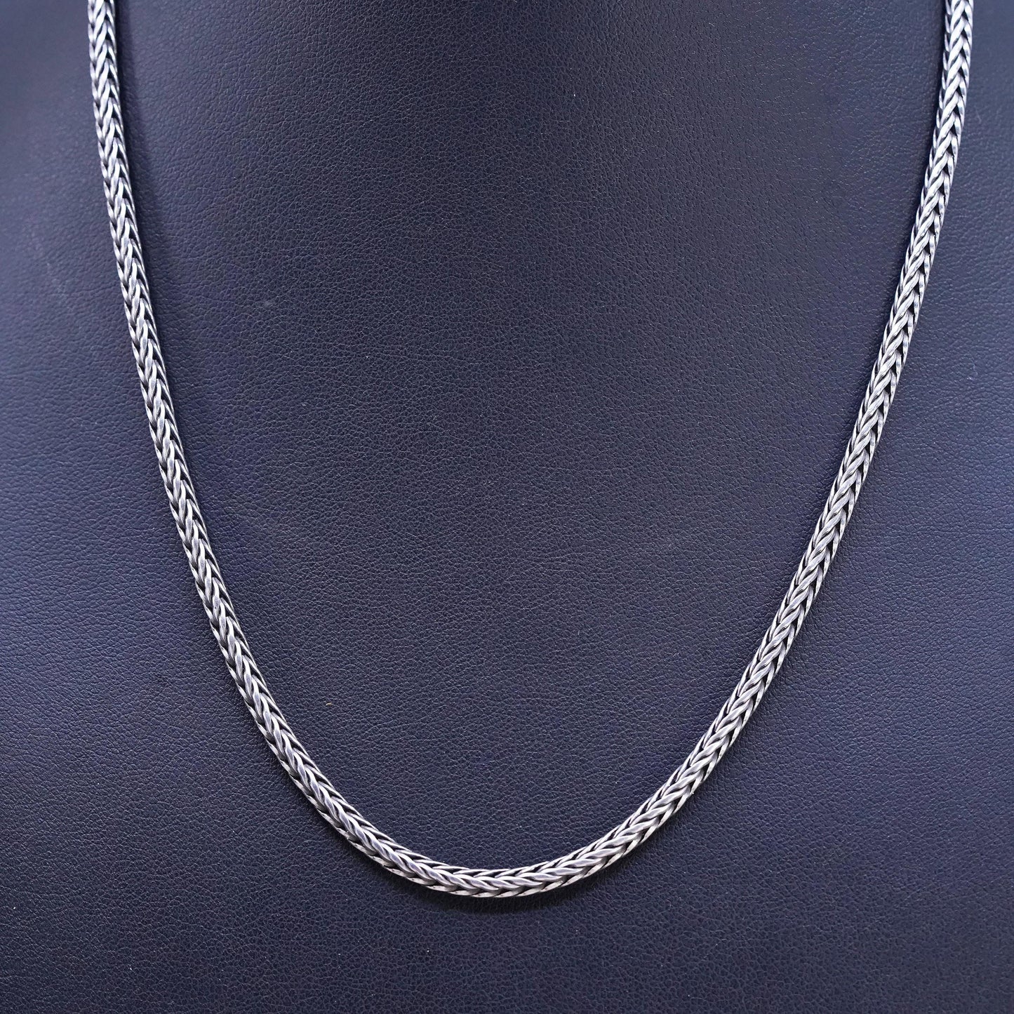 18" 3mm, vintage bold Sterling silver necklace, solid 925 silver wheat chain